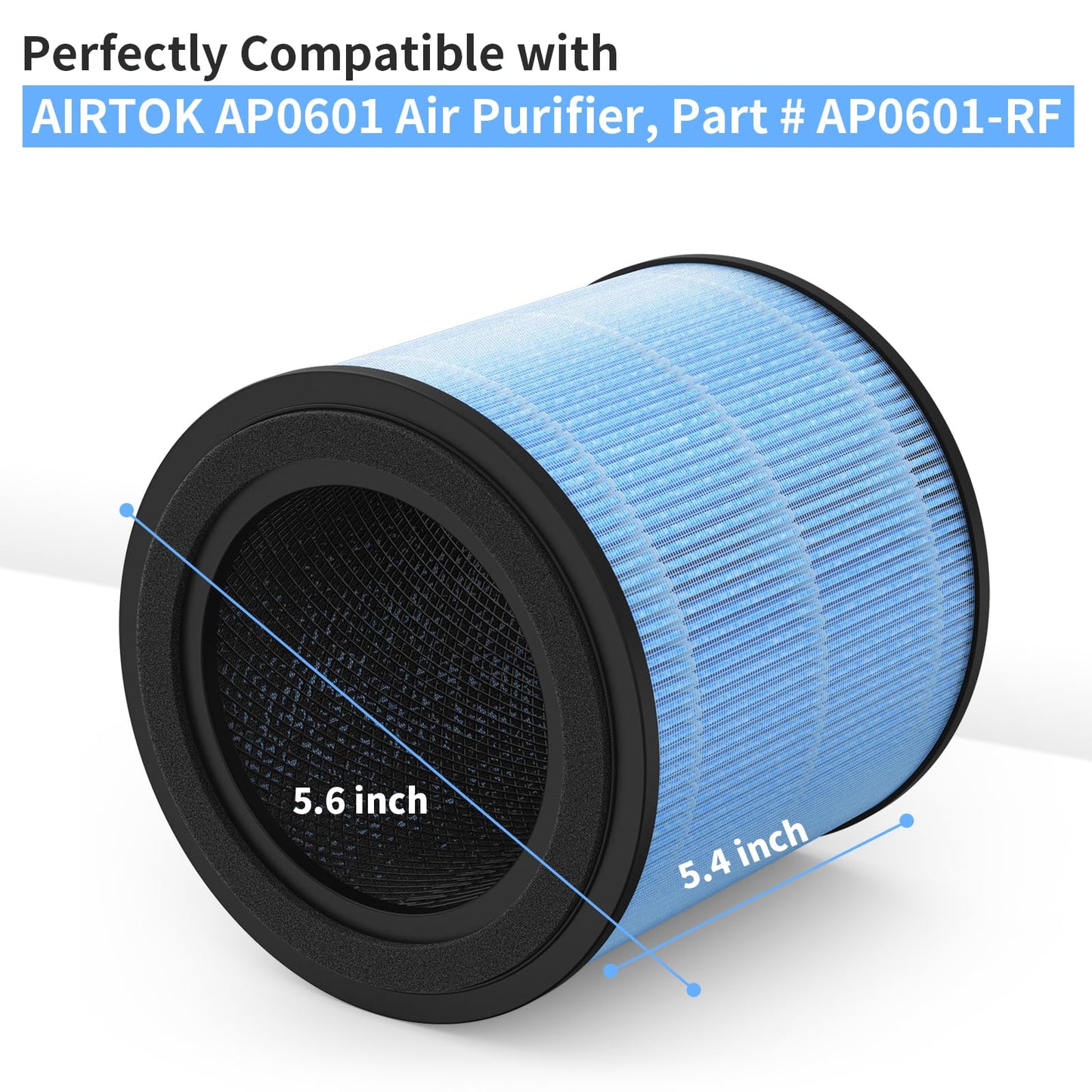 GoKBNY 4-Pack AP0601 Replacement Filter Compatible with AIRTOK AP0601 Air Purifier, Part # AP0601-RF, with Aromatherapy Tablets