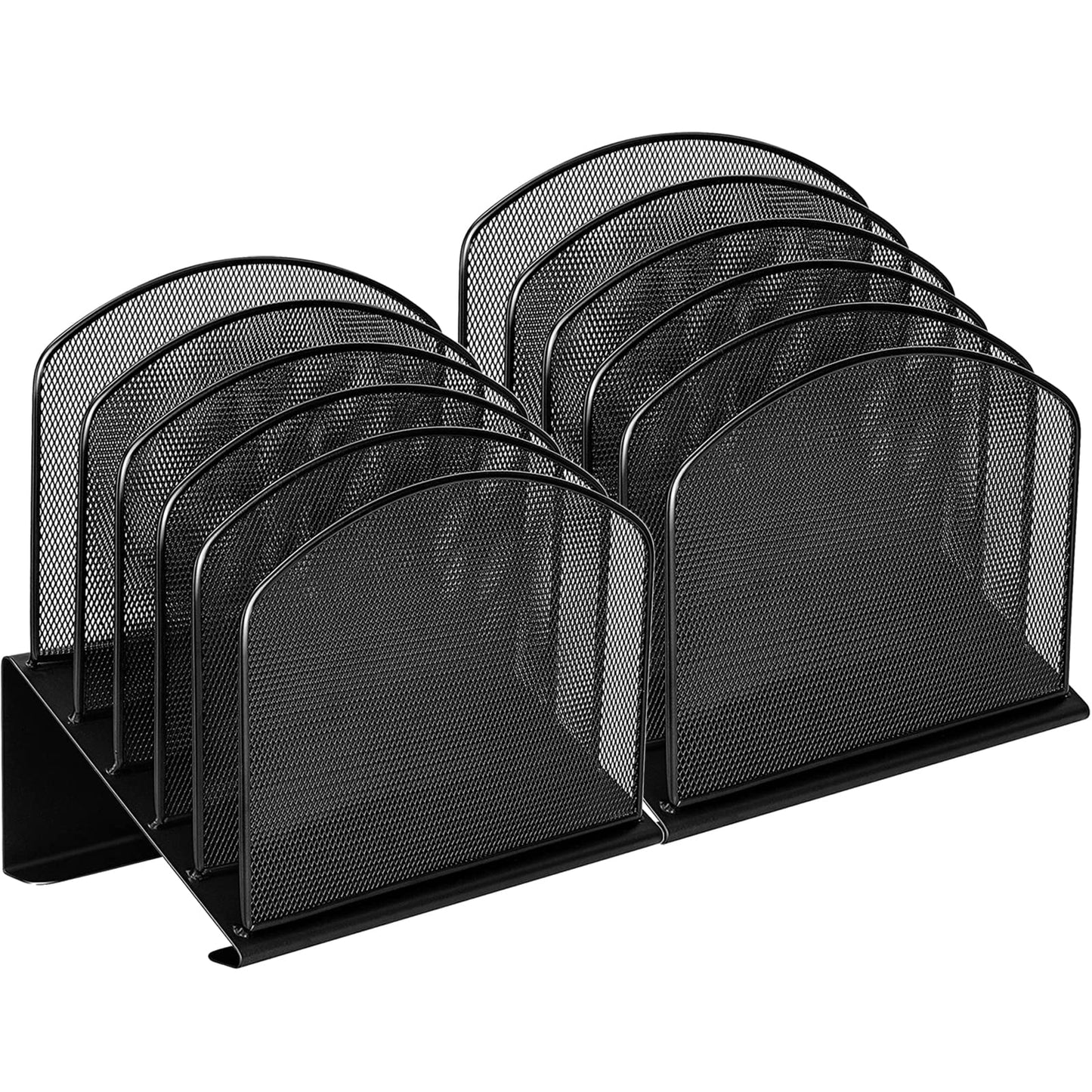 UFFICIUSUP Desktop File Organizers 2 Pack Inclined Document Holders 5 Section Office Supplies Mesh Vertical File Sorters Metal File Storages (2)