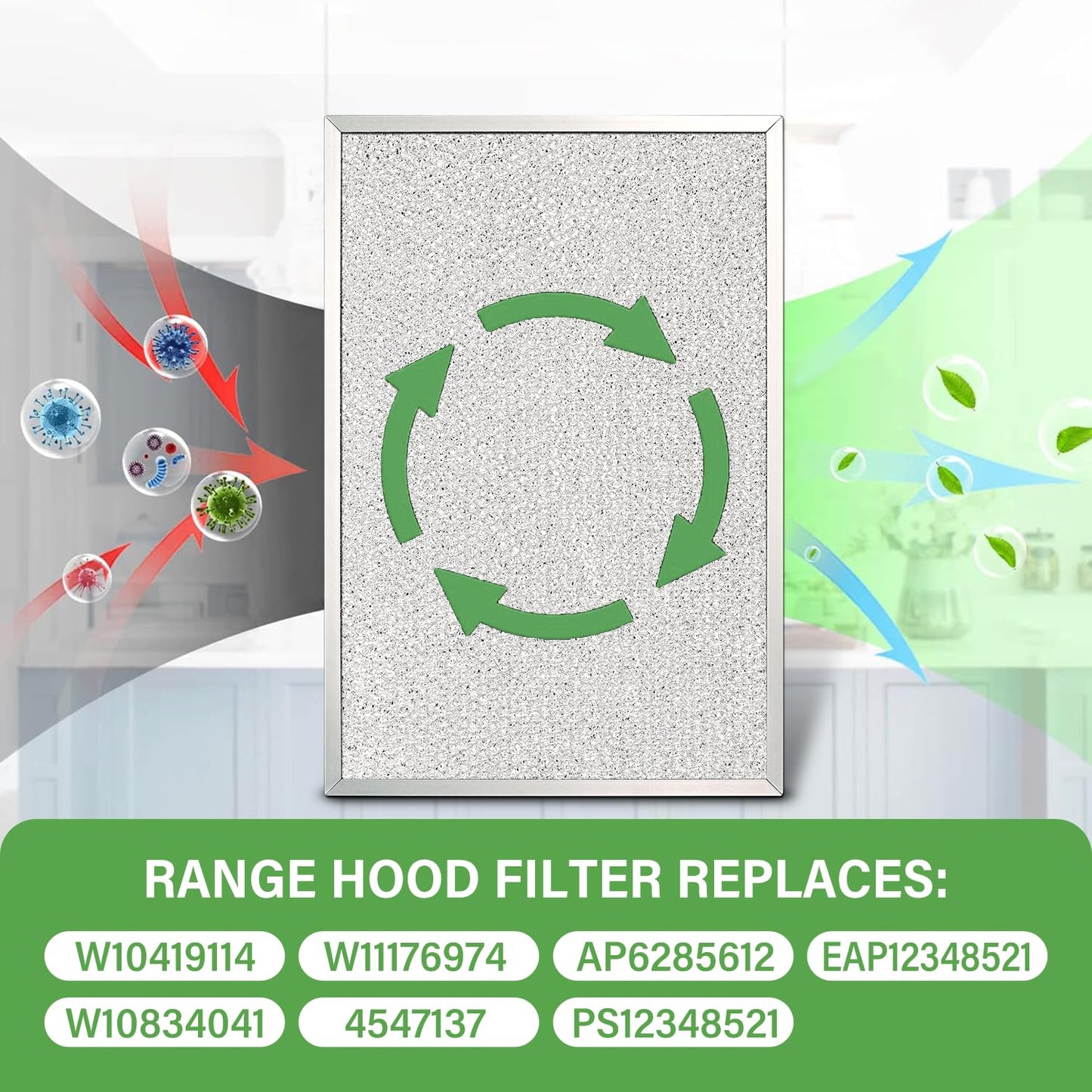 2PCS W11177751 Range Hood Grease Filter Compatible With Whirlpool, Replacement W10419114 W10834041 W11176974 4547137 AP6285612 PS12348521 EAP12348521