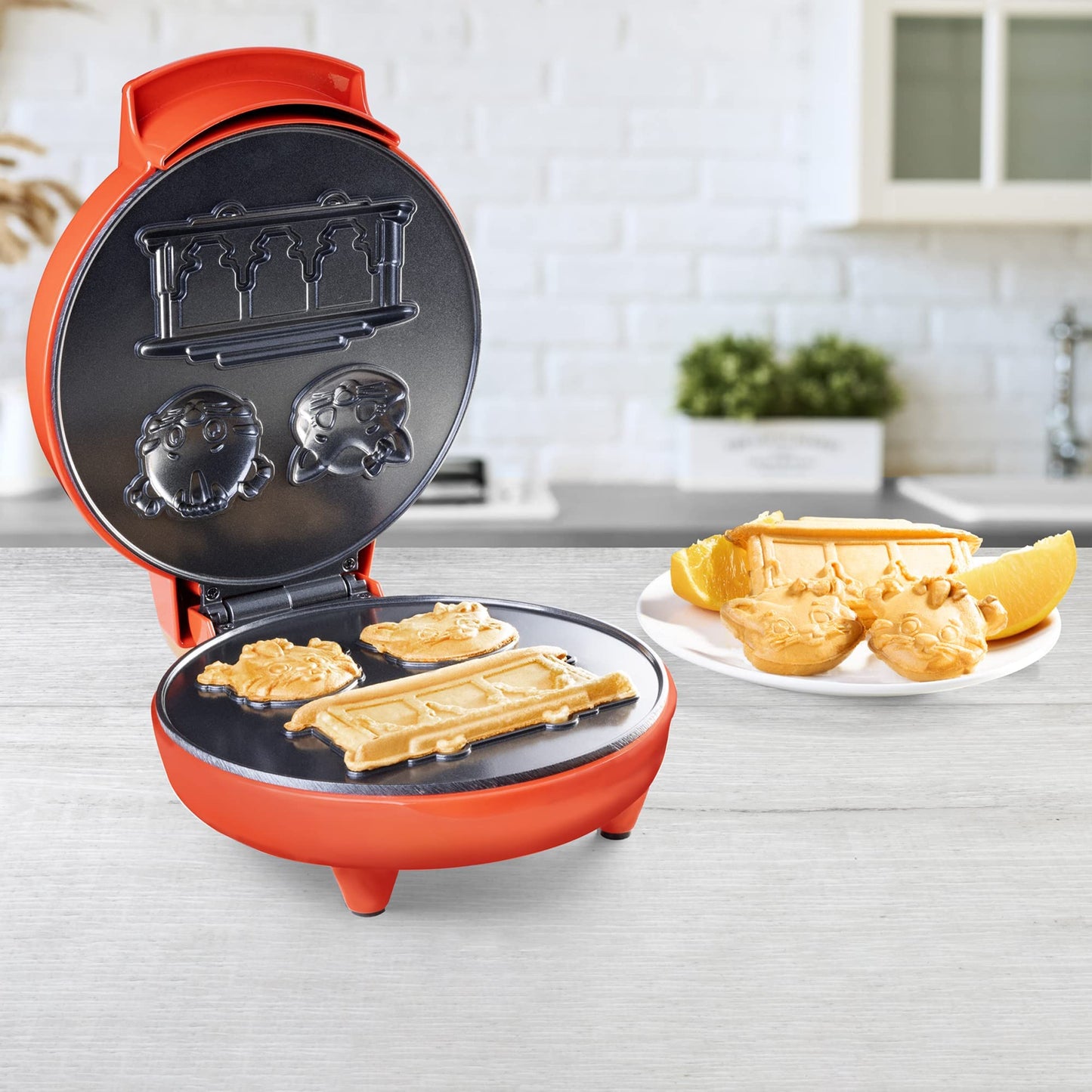 Daniel Tiger's Neighborhood Waffle Maker -Electric Nonstick Mini Waffle Iron for Kids, Makes 3D Character Waffles & Pancakes (Daniel Tiger, Katerina Kittycat, Trolley), Fun Breakfast Kitchen Appliance