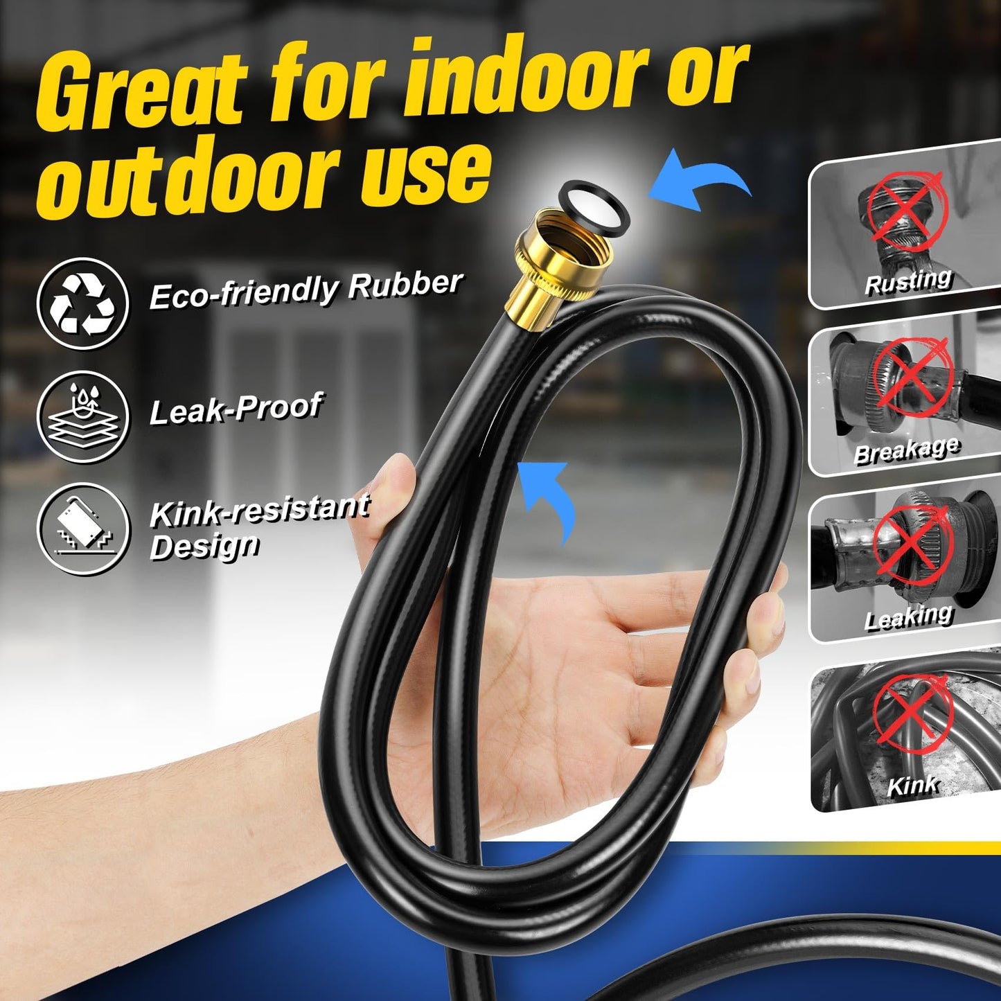30FT Dehumidifier Drain Hose with 3/4 Inch FHT Connector, featuring Rust-Resistant Brass Fittings for Leak-Proof Connection, Perfectly Compatible with Most Dehumidifier Brands（7 Length Options）