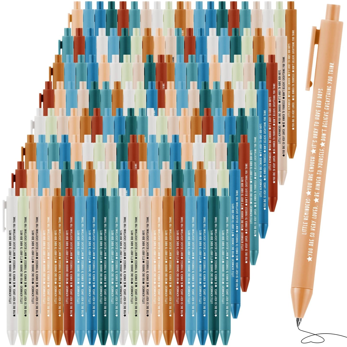 Sayglossy 200 Pcs Inspirational Pens Gifts Bulk Mental Health Motivational Quotes Ballpoint Pen Black Ink Thank You Appreciation Gift for Employee Coworker Office Staff Teacher Nurse Week (Multicolor)