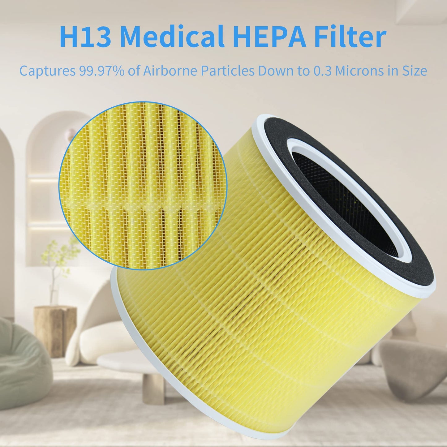 2 Packs Replacement Filter for RENPHO RP-AP089W RP-AP089B AP-089 AP-089S Air Cleaner Purifier, Part # RP-AP089-F1 RP-AP089-F1-2