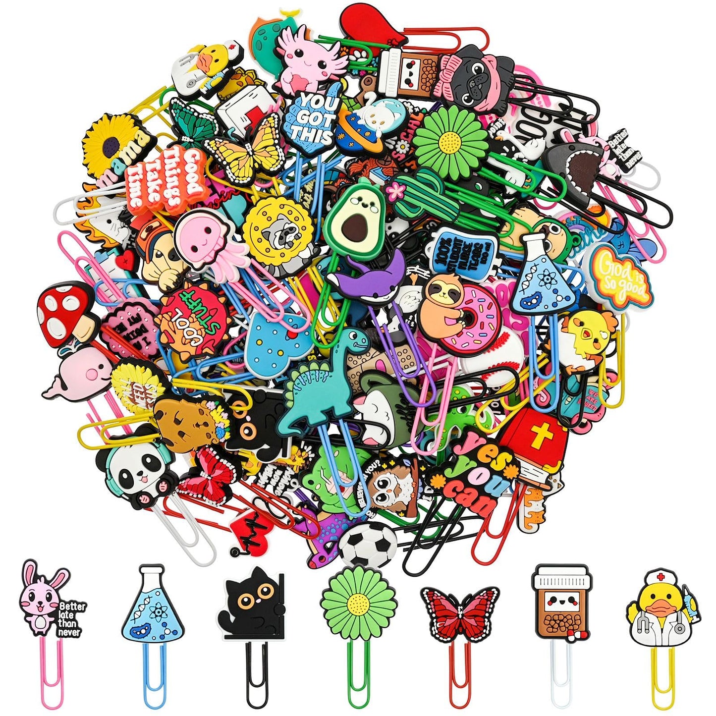 200 PCS Random Paper Clips Metal Paperclip Large Size Paper Clip Cute Bookmark Colorful Office Supplies Bookmark Clamp Desk Accessories Stationery Gifts