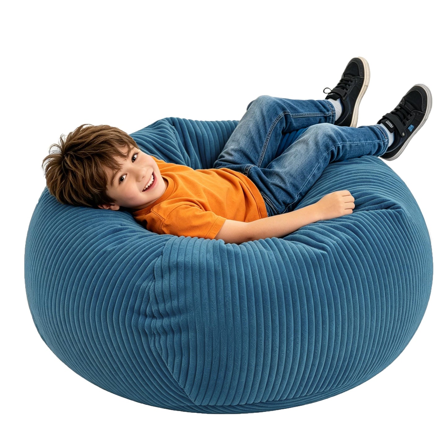 LPMOERA Bean Bag Chairs for Kids/Teen with Memory Foam Filling Bean Bag Sofa with Soft Corduroy Fabric BeanBag Chair for Living Room Bedroom College Dorm Reading Chair Blue