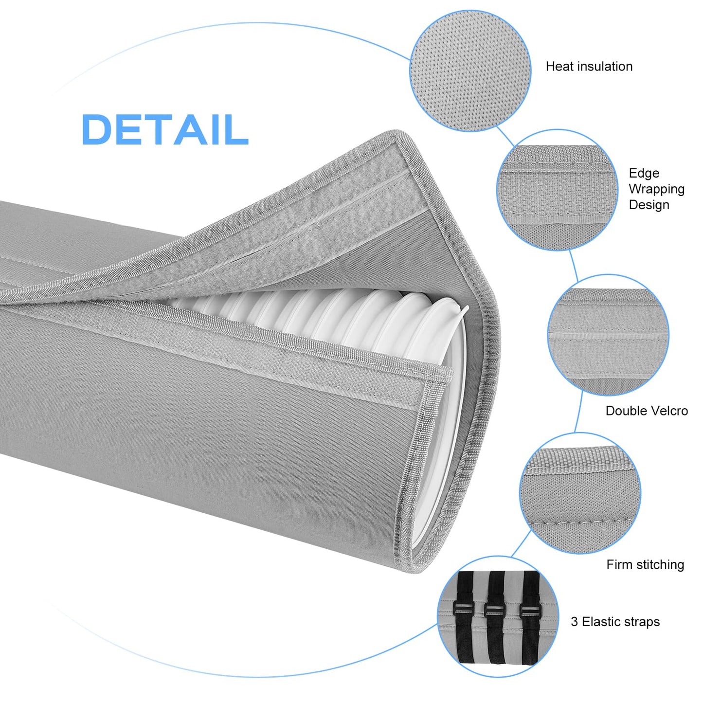 2 Pack Portable Air Conditioner Hose Cover Wrap, Insulated AC Exhaust Hose Sleeve Vent Hose Cover with 3*Adjustable Buckle Straps, AC Hose Cover Sleeve for 5" & 5.9" Diameter Exhaust Hoses