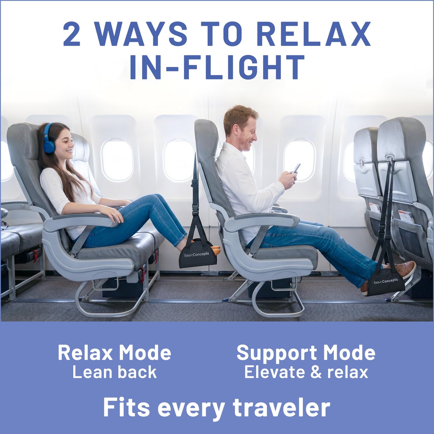 Airplane Footrest (4 Pack), Perfect Foot Hammock for Airplane Travel or Office - Relax Your Feet