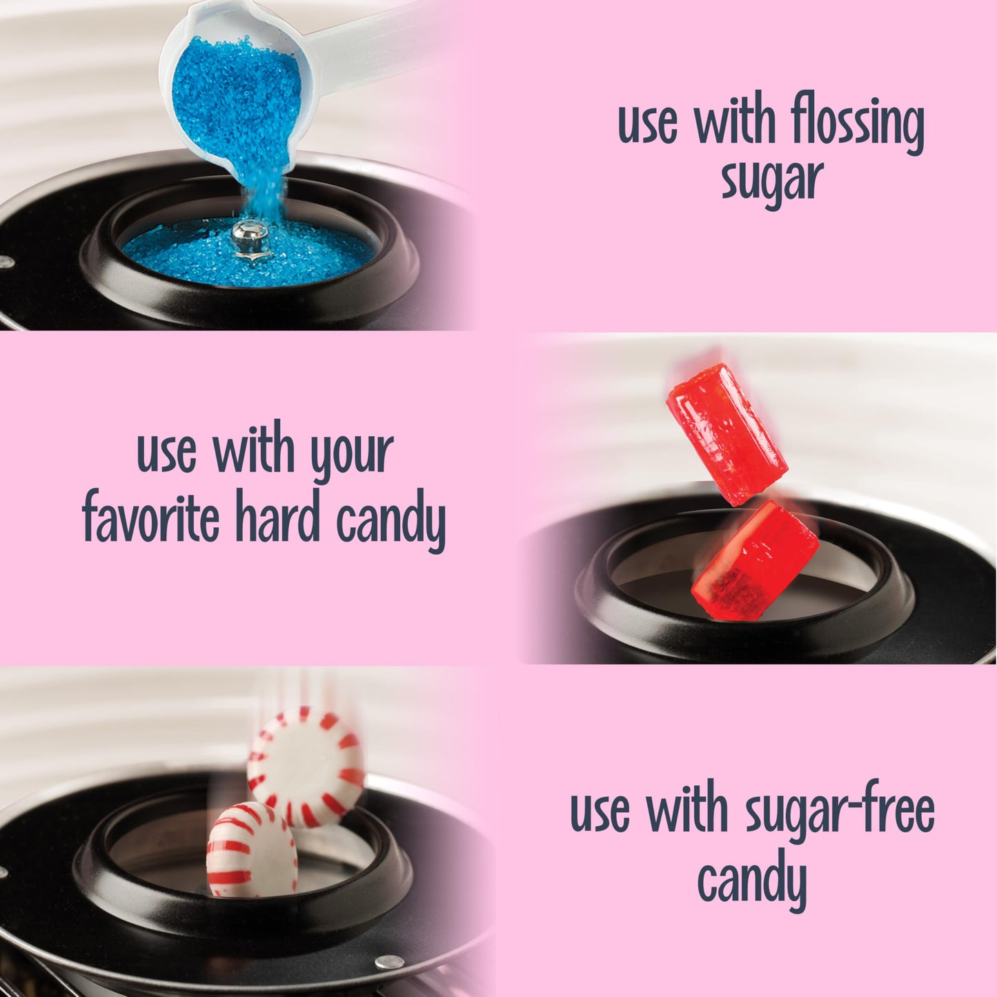 Nostalgia Vintage Cotton Candy Machine - Countertop Cotton Candy Maker With 2 Reusable Cones & 1 Sugar Scoop - Use Hard Candy or Sugar to Create Fluffy, Delicious Treats in Minutes-Pink