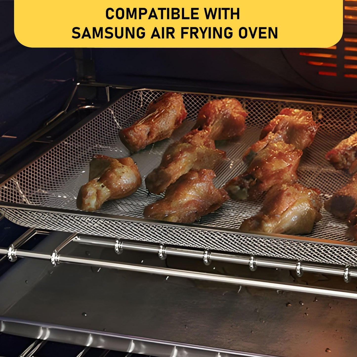 Air Fry Basket and Tray Set Compatible with Samsung Air Frying Oven, 20.4 x 13.4 IN Bacon Cooker Broiler Pan for 30" Oven, Stainless Steel Air Fry Crisper Basket and Rack, Part# NX-AA5000RS, 1 Set