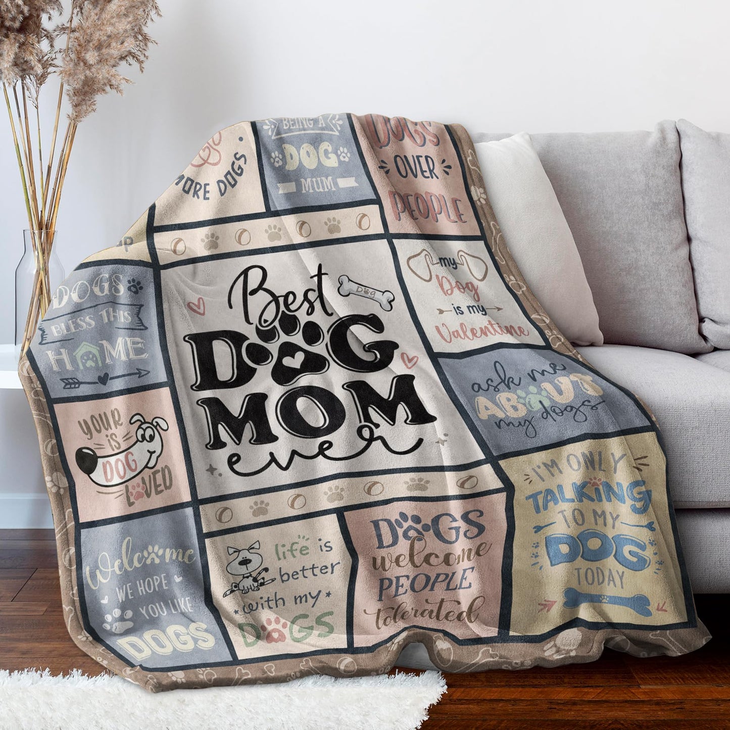 SteadStyle Dog Mom Gifts for Women – Best Ever Blanket for Pet Lovers, Funny Canine-Inspired Throw for Women, Cozy Present for Dog Owners on Birthday, Christmas, or Mother’s Day 60" x 50"