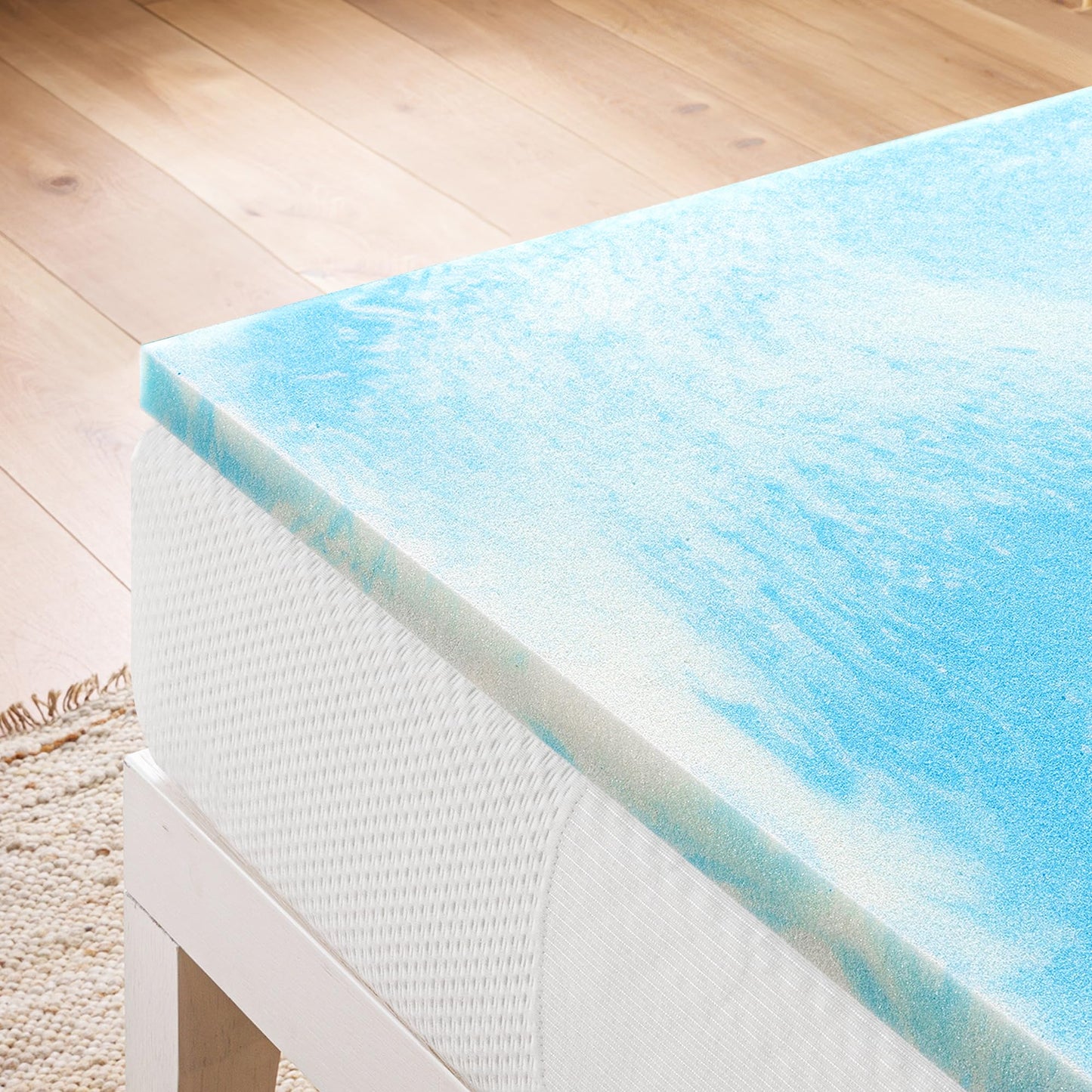 Best Price Mattress 2 Inch Swirl Gel AeroBreeze Cooling Air Flow Memory Foam Mattress Topper, Dorm Essentials, Twin