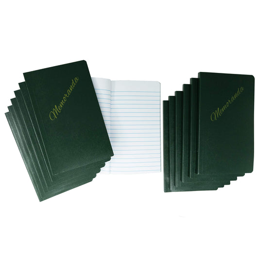 Tacticai 12-Pack Green Military Memorandum Book, 3.25” x 5.5” - 144 Pages, for Note and Memo Keeping, Side Bound, Pocket-Sized Paper Pad, NSN 7530-00-222-0078