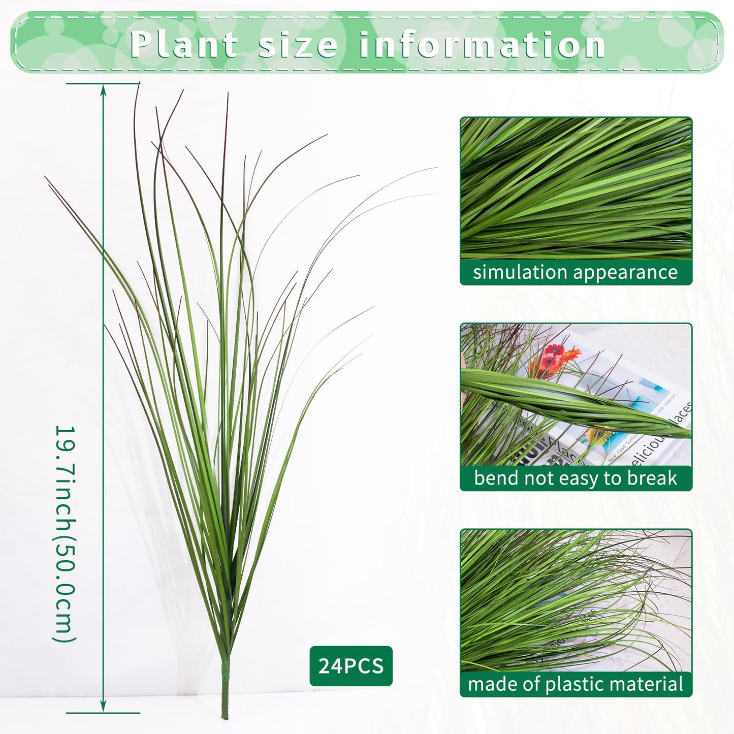 LUZOGA 24Pcs Artificial Grass Plants, Faux Shrubs Wheat Grass, Artificial Tall Grass Fake Plants for Outdoor Decor,Artificial Greenery Stems Weed for Room Indoor Home Decor（Green Red Tail）