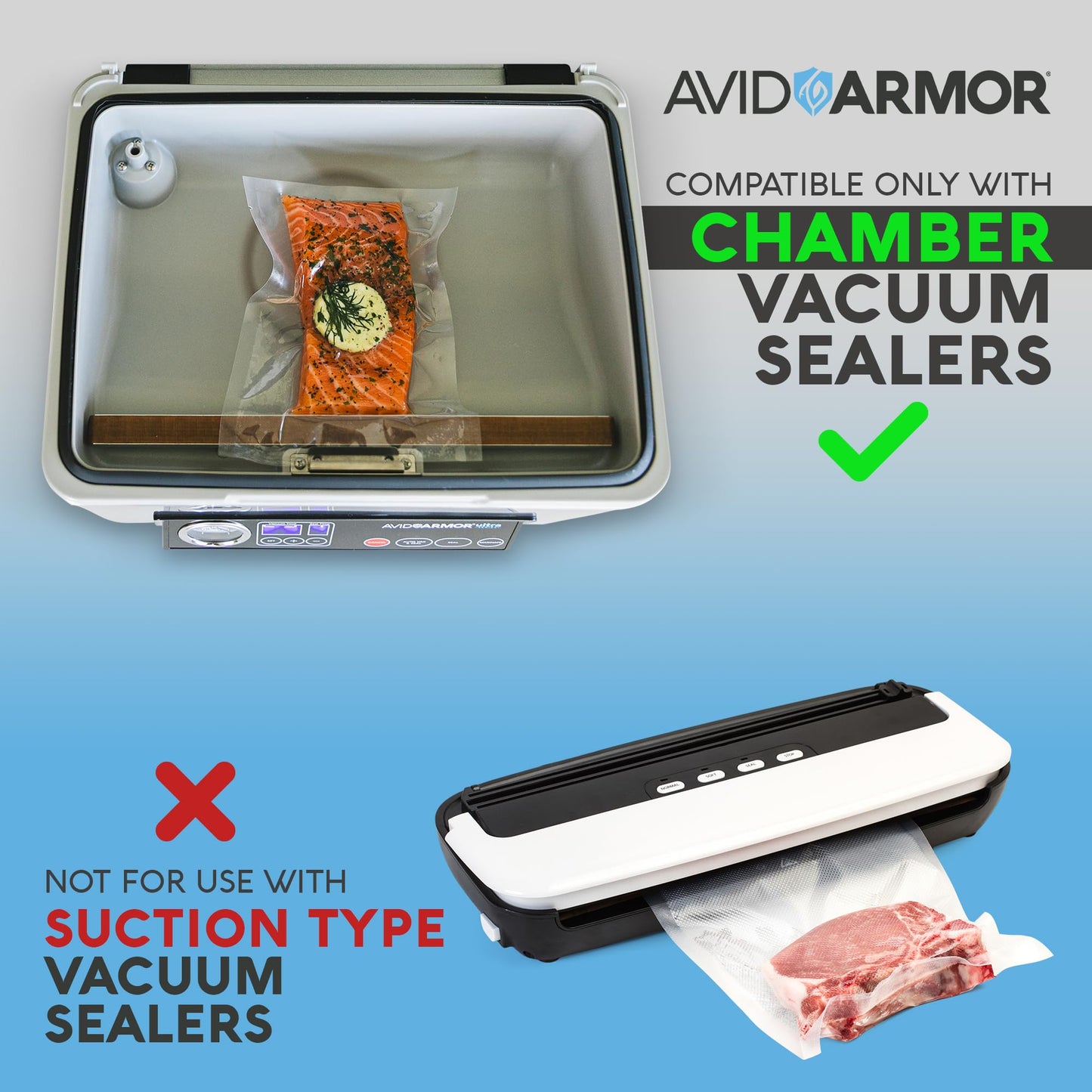Avid Armor – Chamber Machine Pouches 3.5mil, Pre-Cut Chamber Vacuum Sealer Bags, Heavy Duty Seal Pouch, BPA-Free Chamber Sealer, Assorted Size Pack, 6"x10", 8"x10", 11"x10" - Pack of 300