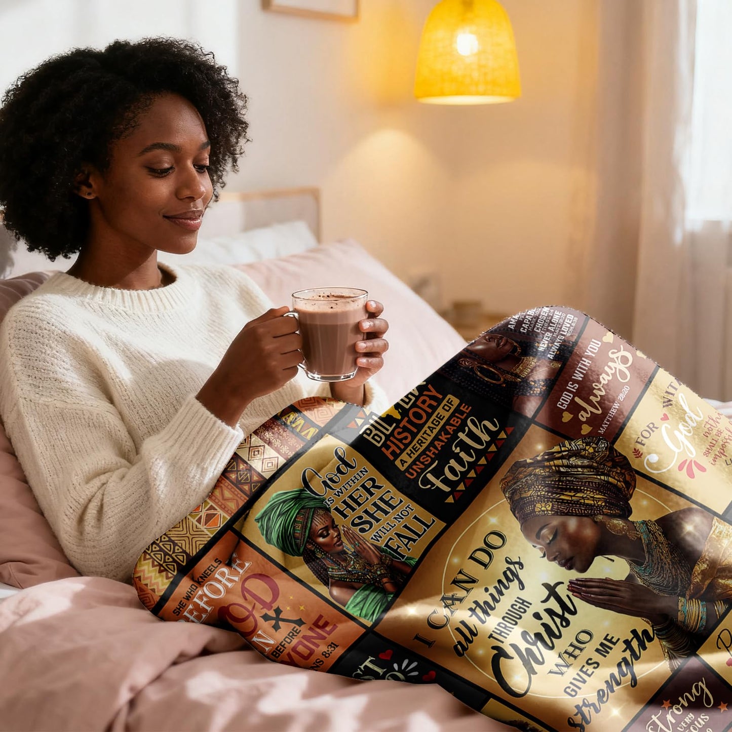 CMAJZIN Christian Gifts for Women, African American Black Women Christian Blanket 60"x50", Inspirational Bible Verse Prayer Quilt, Religious Spiritual Gift Ideas for Birthday Christmas