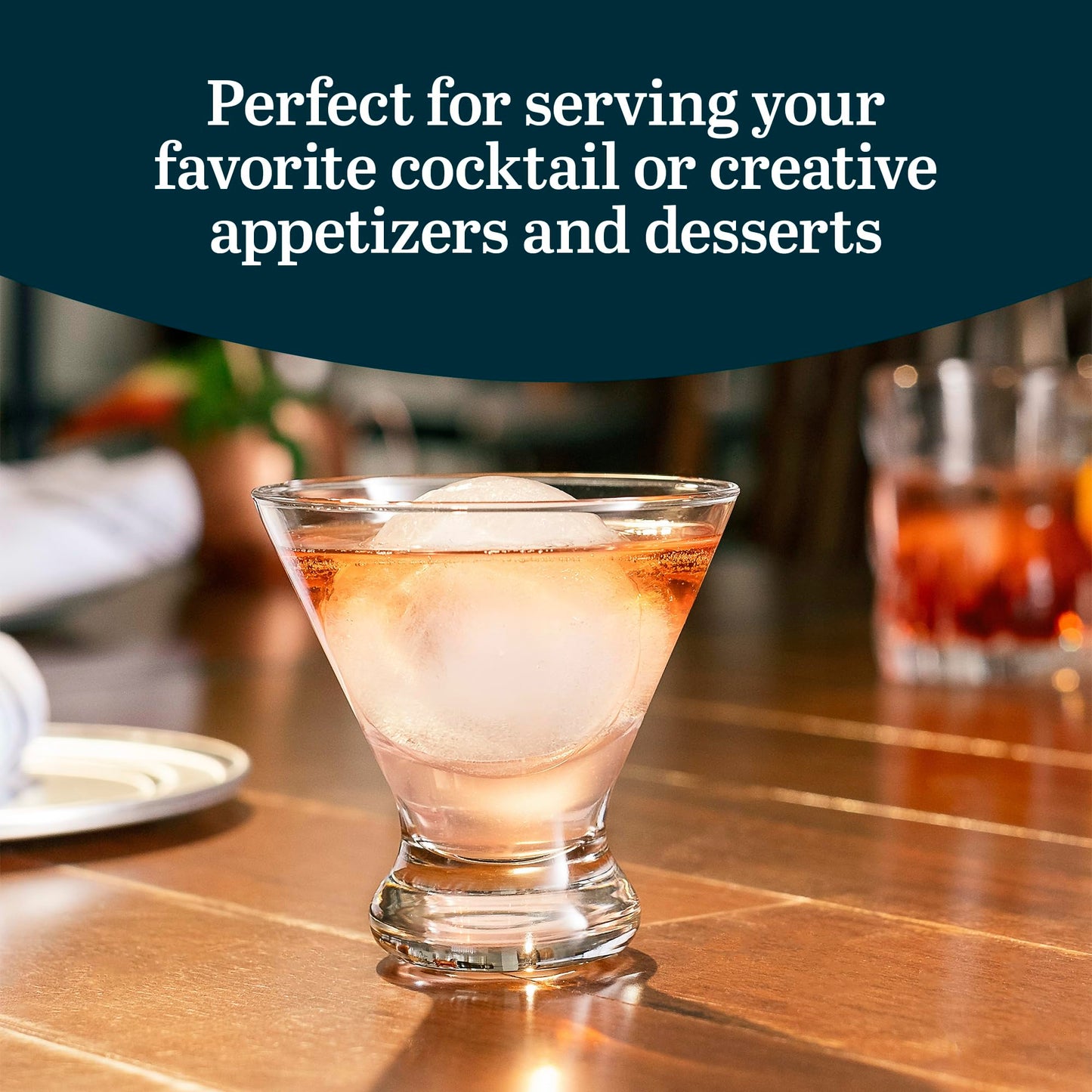 Libbey Cosmopolitan Stemless Martini Glasses Set Of 12, Dishwasher Safe Holiday Martini Glass, Lightweight Cocktail Glass Set for Wedding Party
