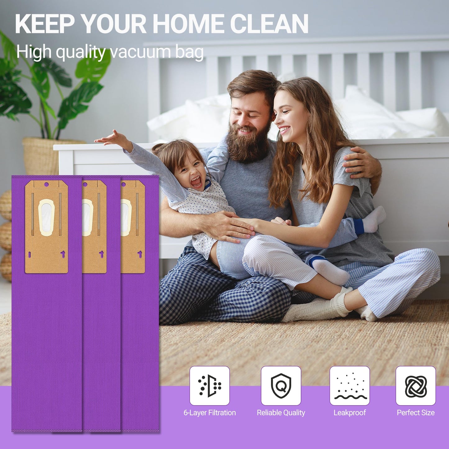 Upgraded Type CC HEPA Upright Vacuum Cleaner Bags Compatible with Oreck Elevate Vacuum Models X3, X5, XL7, XL21, 2000, 3000, 4000, 8000, 9000 Series, Replace Part # AK1CC6H CCPK8 CPK8DW,12 Pack