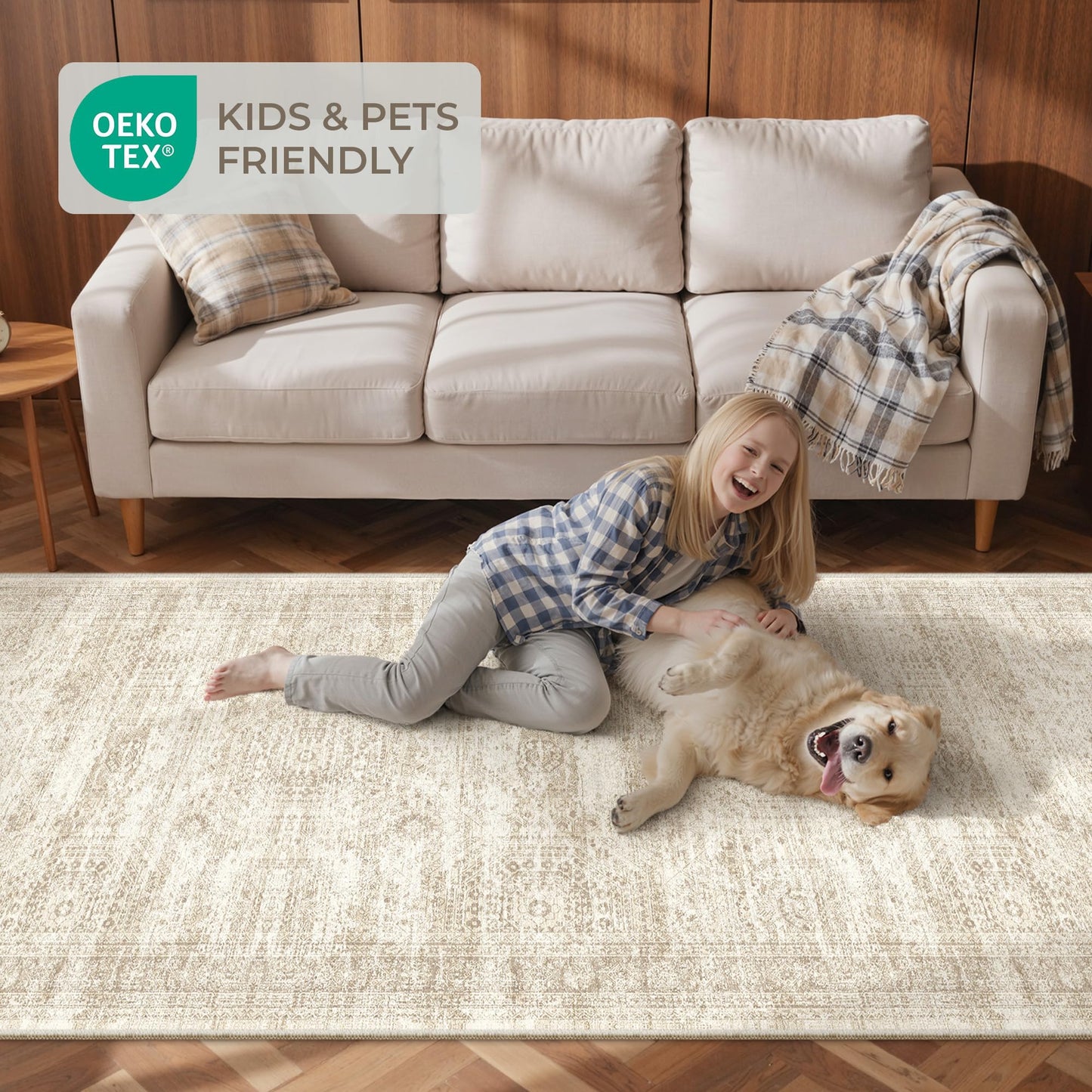 Restydon Long Hallway Runner Rug- Carpet Runners for Hallway 12ft, Anti Slip Backing Washable Rug Runner for Bathroom, Entrance, Living Room, Soft Low Pile Modern Rug Runner(2'x12', Beige/Ivory)