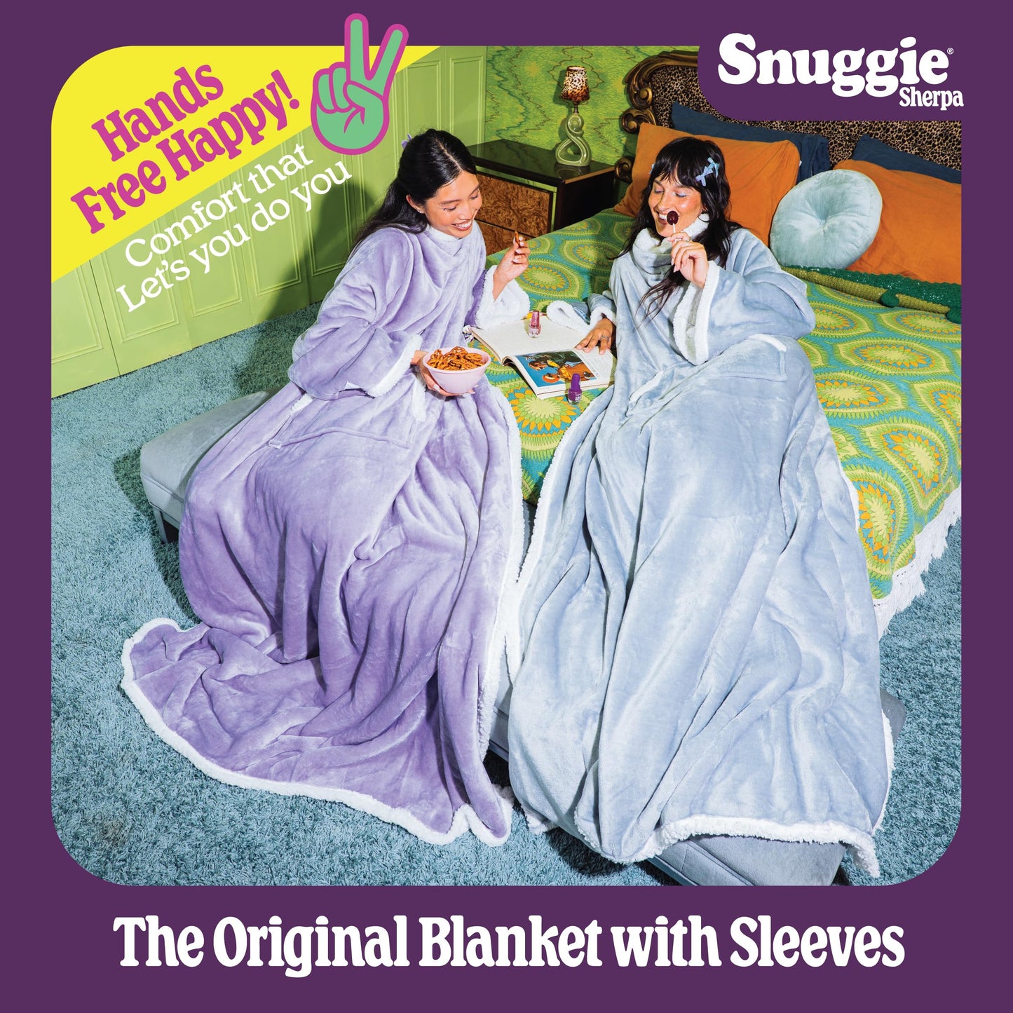 Snuggie The Original Wearable Blanket With Sleeves & Pockets | Sherpa, Cozy Oversized Throw for Adult Men & Women, Machine Washable, Great Gift for Holidays, As Seen on TV | One Size, Lilac, 71 x 54