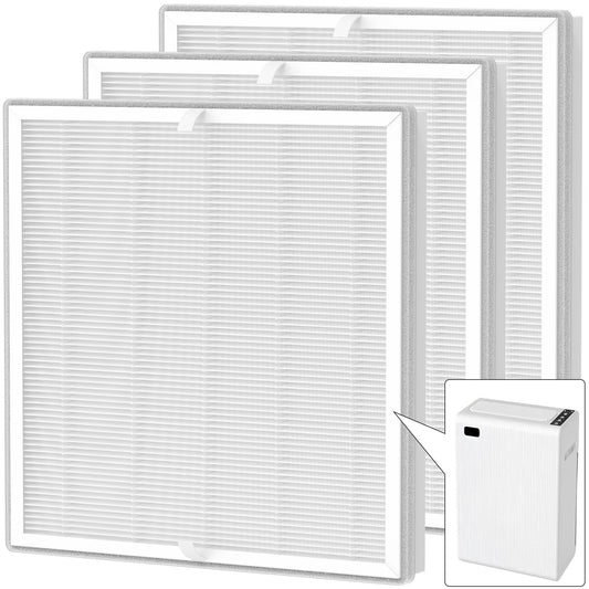 3 Packs E-300L True HEPA Replacement Filter Compatible with MOOKA and MOOKA Family E-300L for Large Room, H13 True HEPA and Activated Carbon Filter