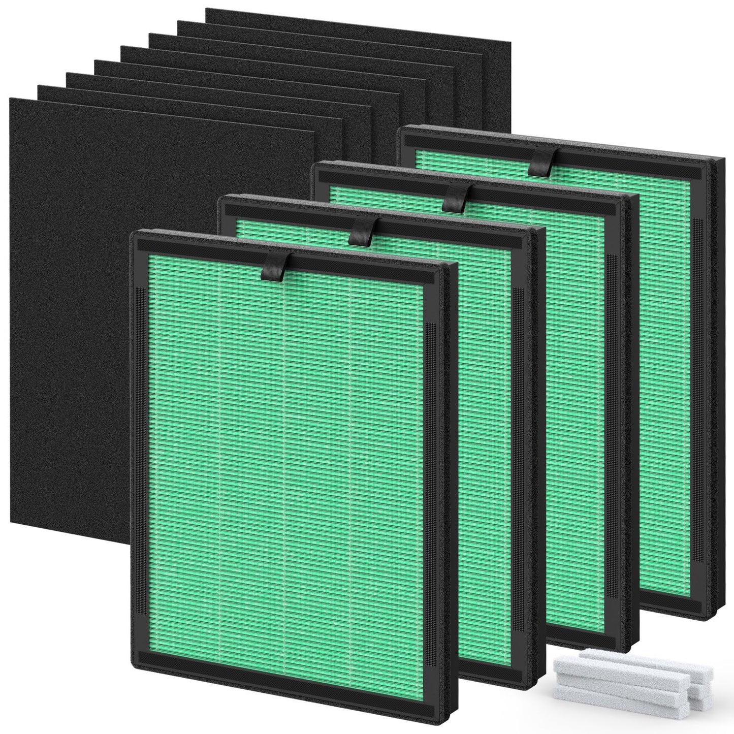DH-JHD08 Air Filter Replacement, Compatible with VOOPNU DH-JHD08 Air Purifier, with True H13 HEPA Washable Filter, Pet Dander Version (Green), 4 Pack