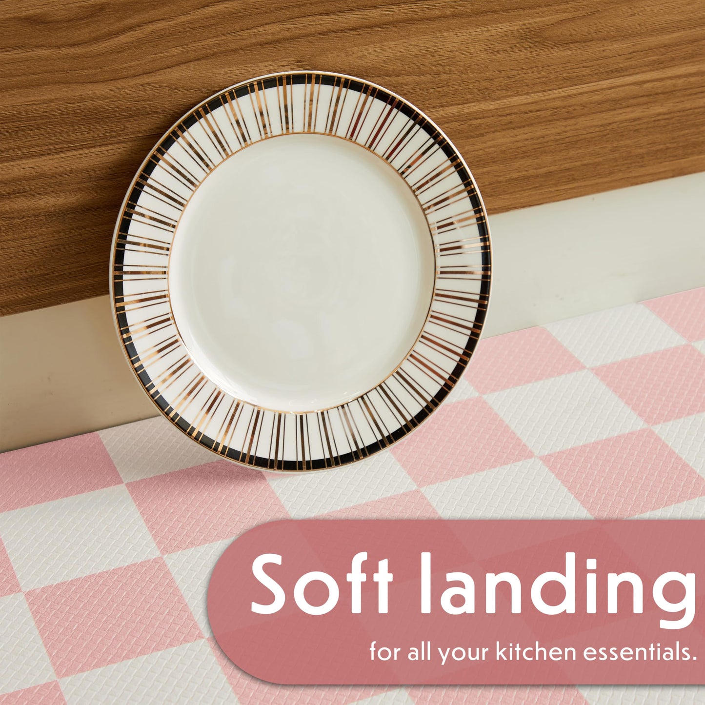 Ohocut Pink Checkered Kitchen Mats for Floor Set of 2, 2 Pcs Cushioned Non Slip Runner Rugs for Kitchen/Sink/Laundry, Comfort Aesthetic Cute Anti-Fatigue Foam Floor Mat 17.3"x29.5"+17.3"x47.2"