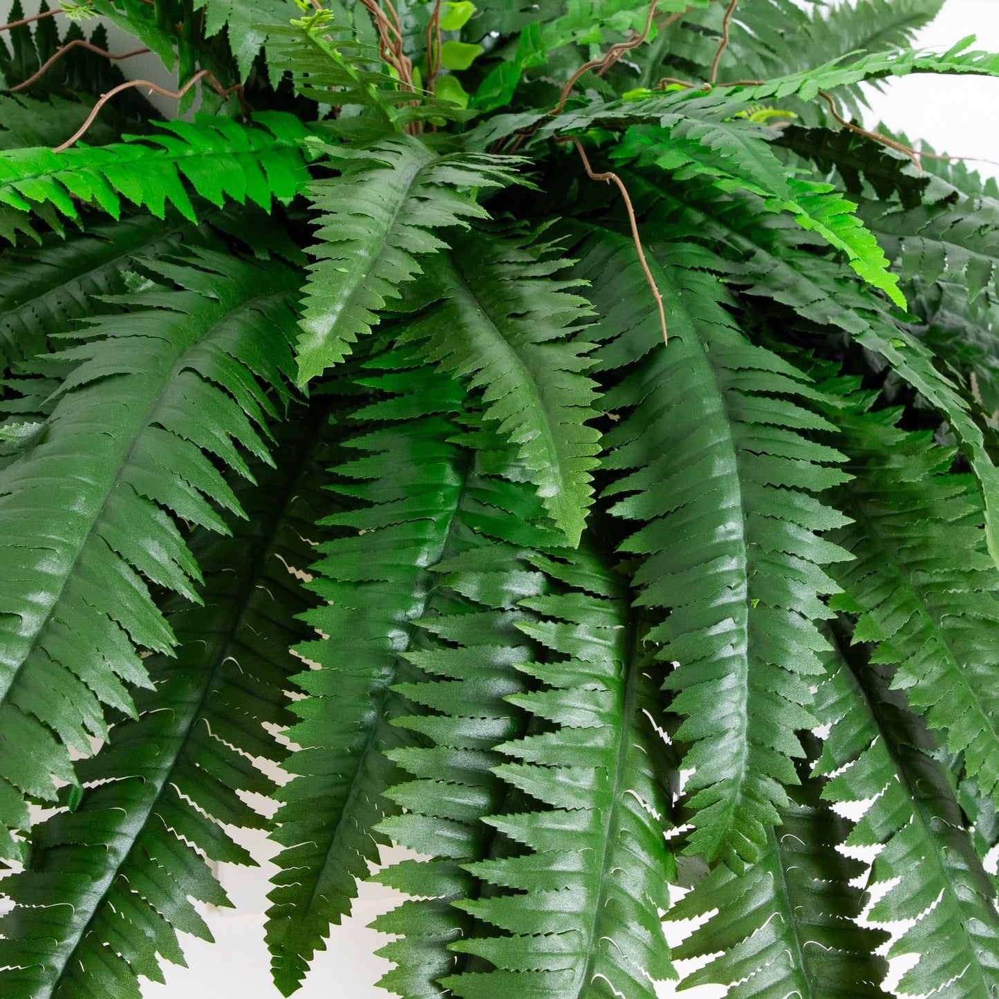 Nearly Natural 48in Boston Fern Artificial Plant, Large Hanging Fake Plant with 67 Long Realistic Fronds, Maintenance-Free Faux Fern for Office and Home Décor (Set of 2)