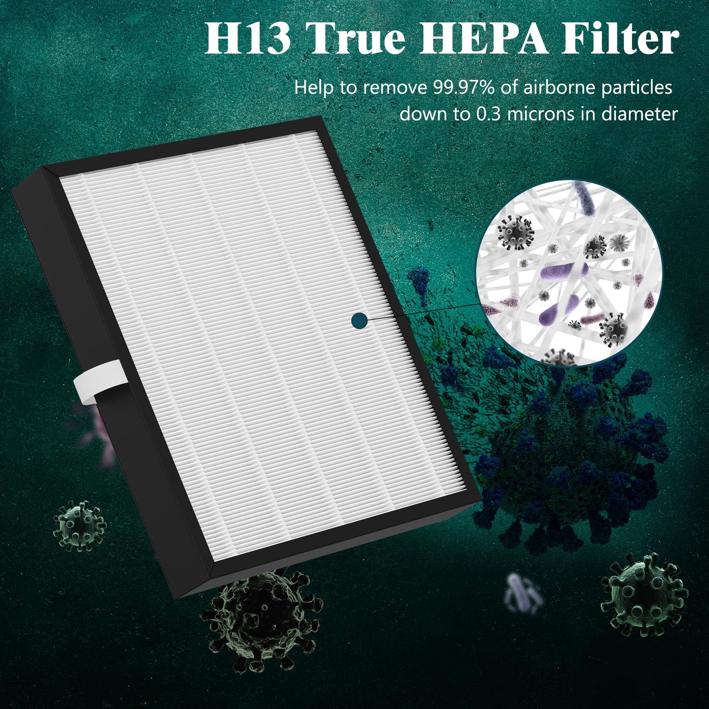 4 Packs KJ217 Replacement Filters Compatible with Mooka KJ217 Air Cleaner Purifier, 3-in-1 H13 True HEPA Filter and Activated Carbon Filter
