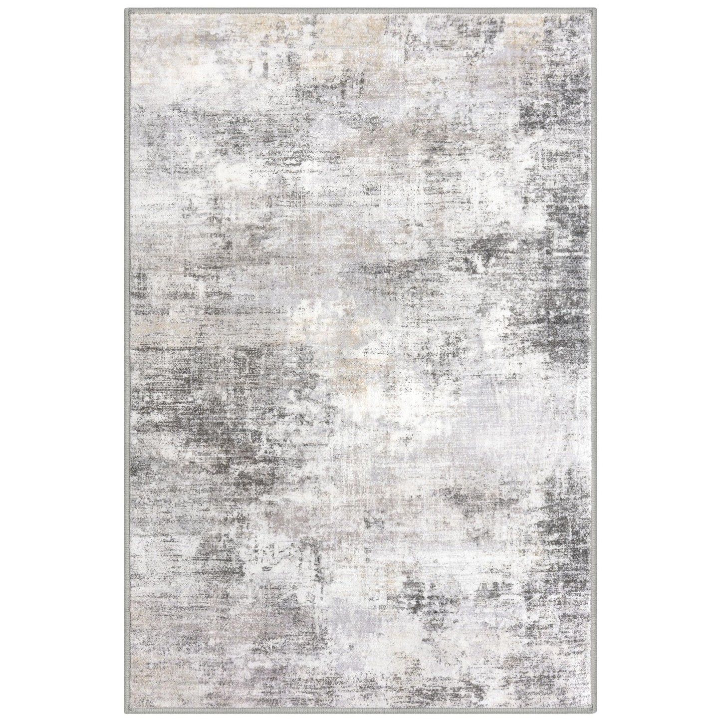 IOHOUZE Abstract Area Rug 4x6 Ft Washable Rugs for Entryway Indoor, Non Slip Small Living Room Rugs Printed Faux Wool Throw Rug, Floor Carpet for Kitchen Nursery Playroom, Grey Beige