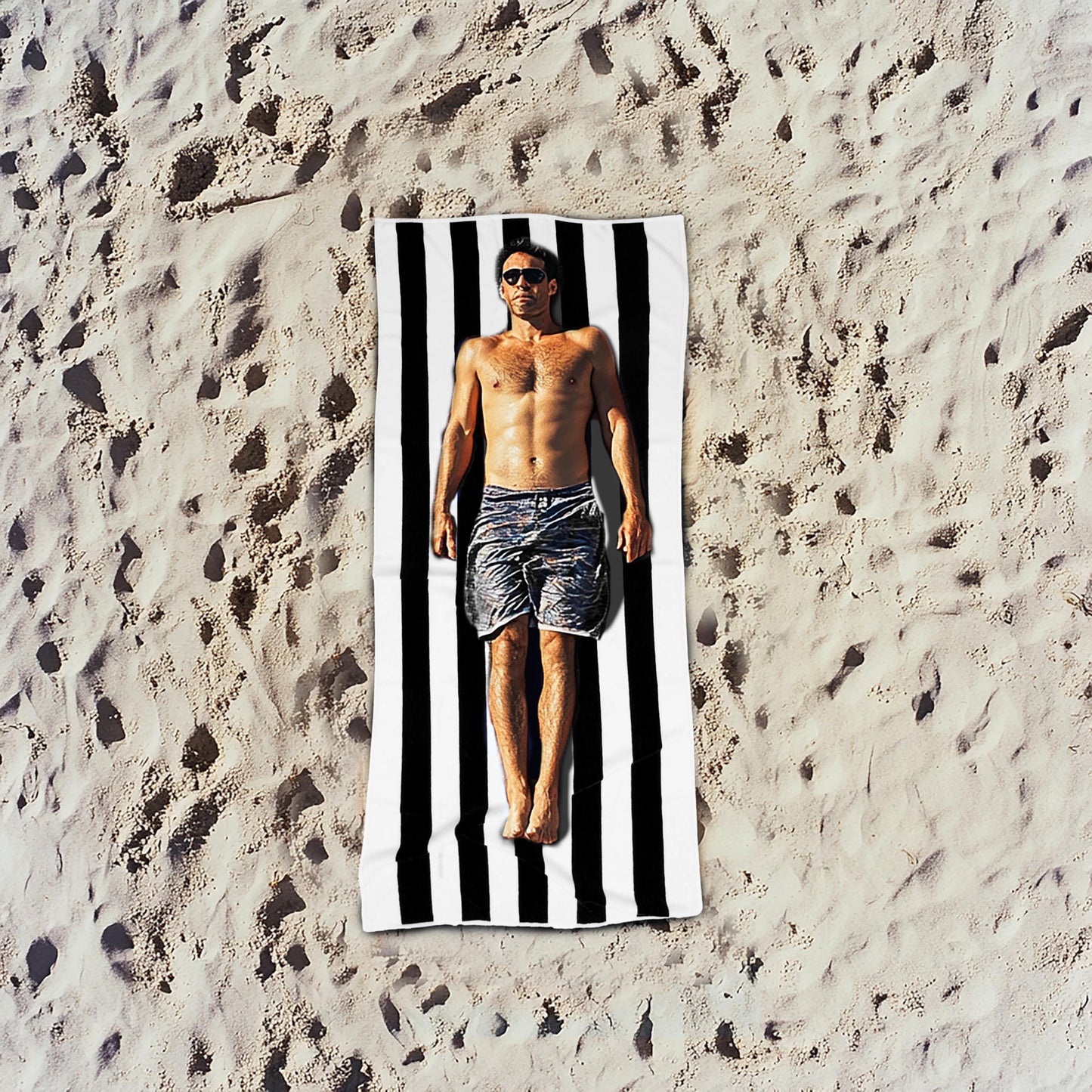 COTTON CRAFT Oversized XXL Beach Towel - 2 Pack 35x84 - The Big Kahuna 7 Foot Extra Large Beach Blanket Towel - Big & Tall - Huge 100% Cotton Velour Soft Luxury Pool Bath Towel - Cabana Stripe Black