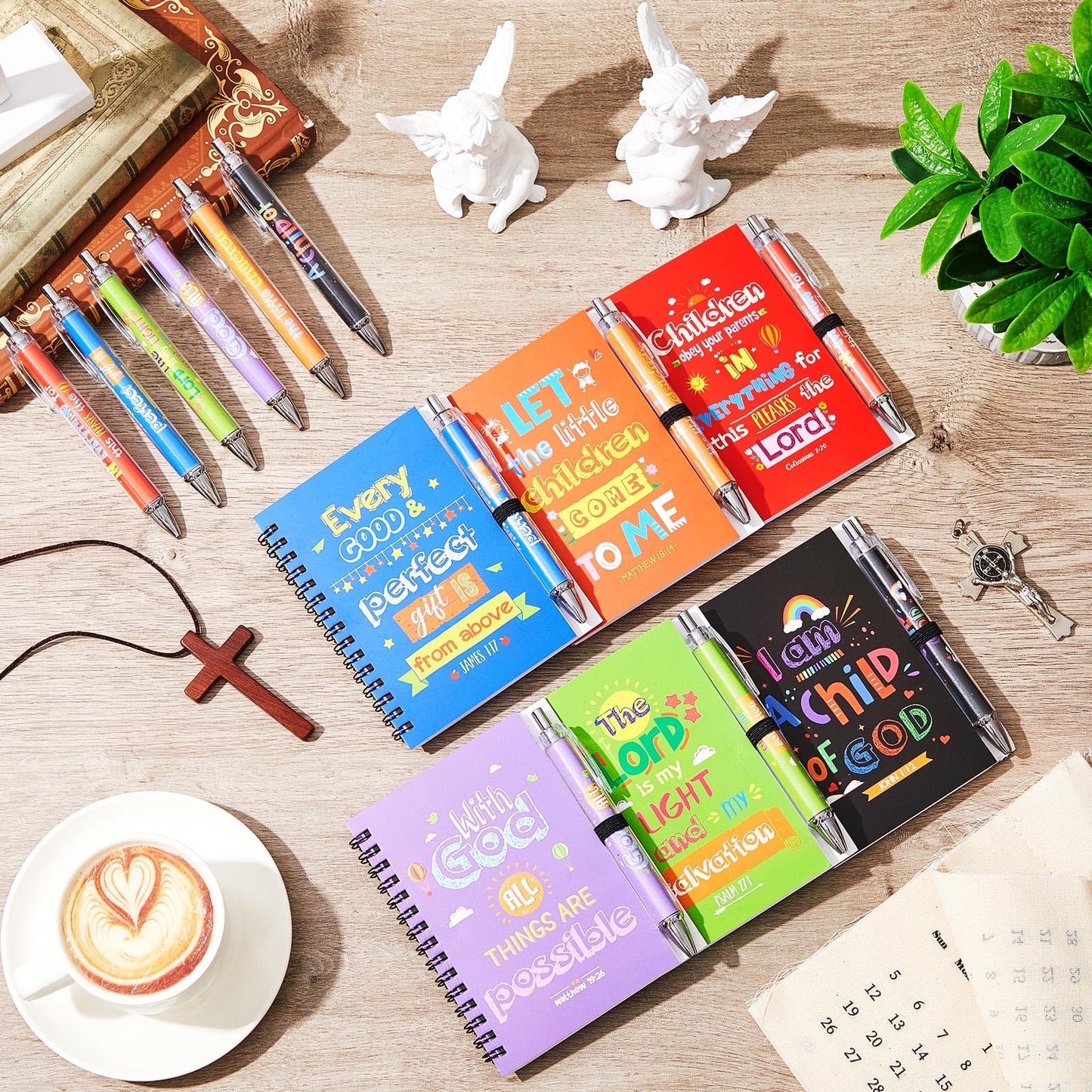 60 Pcs Bulk Christian Gifts for Bible Verse Spiral Notebooks Christian Ballpoint Pen Prayer Journal Inspirational Notepads Tracts Religious Party Favor for Women Church Office