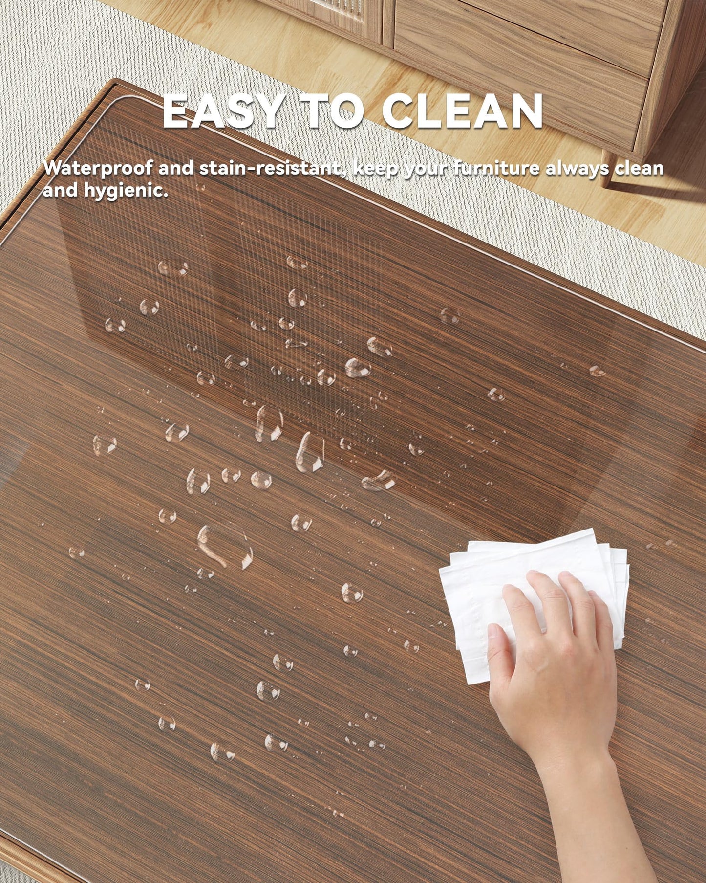 Oterri Clear Writing Desk Pad, 47.2’’x23.6” Heat Resistant Waterproof PVC Round Edge Durable Desk Protect Mat, Anti-Static Writing Mat Table Protector