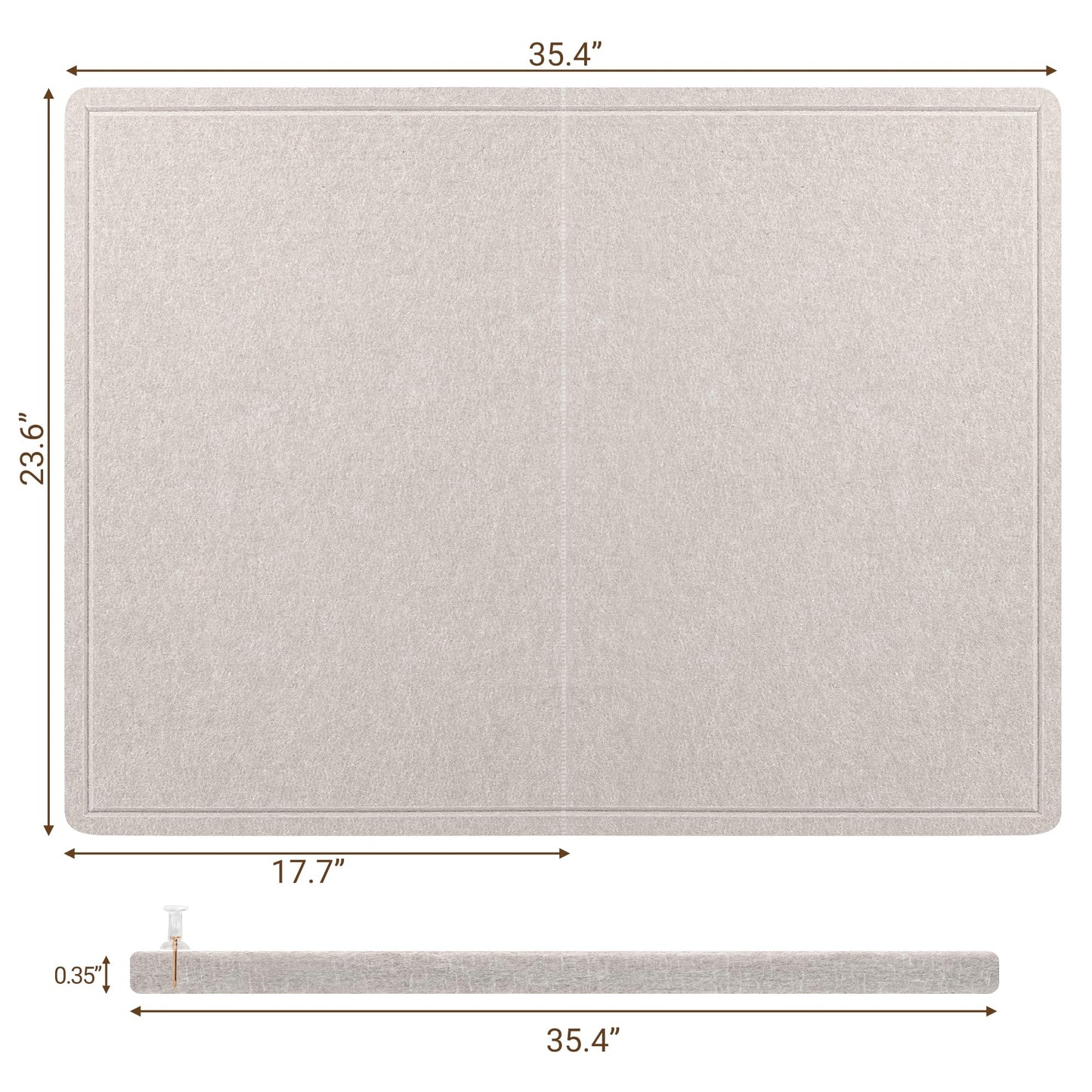 AKTOP Bulletin Board, 24" x 36" Foldable Felt Notice Pin Board for Wall, Decorative CorkBoard Photo Display Board with Self-Adhesive Tape, Vision Board Cork Board Alternative with 25 Pushpins - Latte