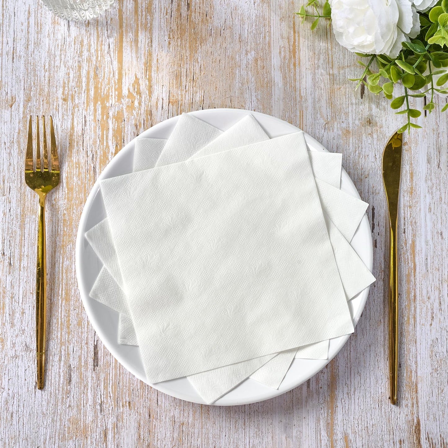 JollyPack 2000 Count White Paper Napkins - 1-Ply 6.5 x 6.5 Folded Bulk Disposable Beverage Cocktail Napkins, Dinner Paper for Restaurants, Bars and Parties - 13 x 13 Unfolded