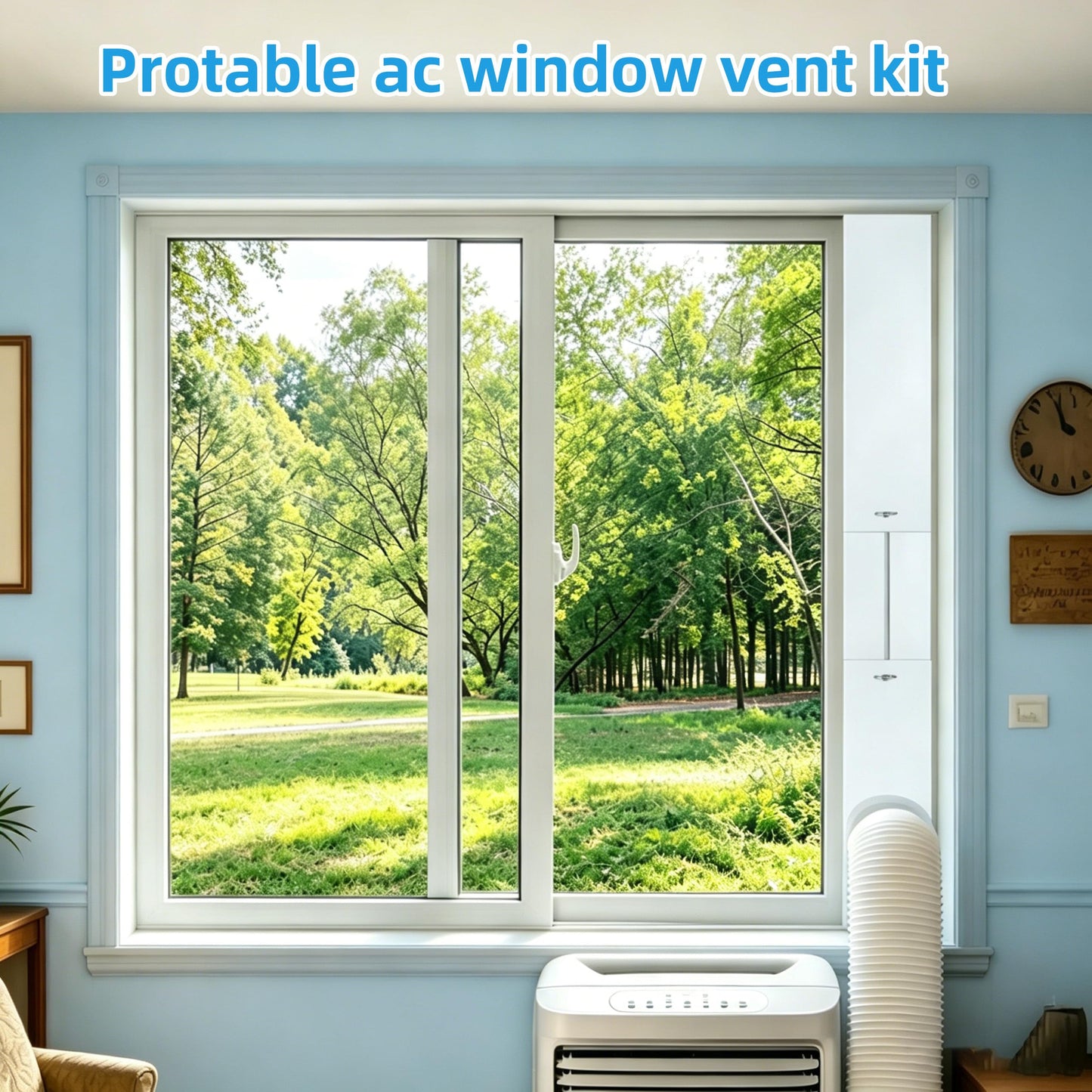 ForeverShine Portable Air Conditioner Window Vent Kit – Adjustable AC Window Kit Fits Sliding Horizontal & Vertical Windows, Includes 5.9” Exhaust Hose