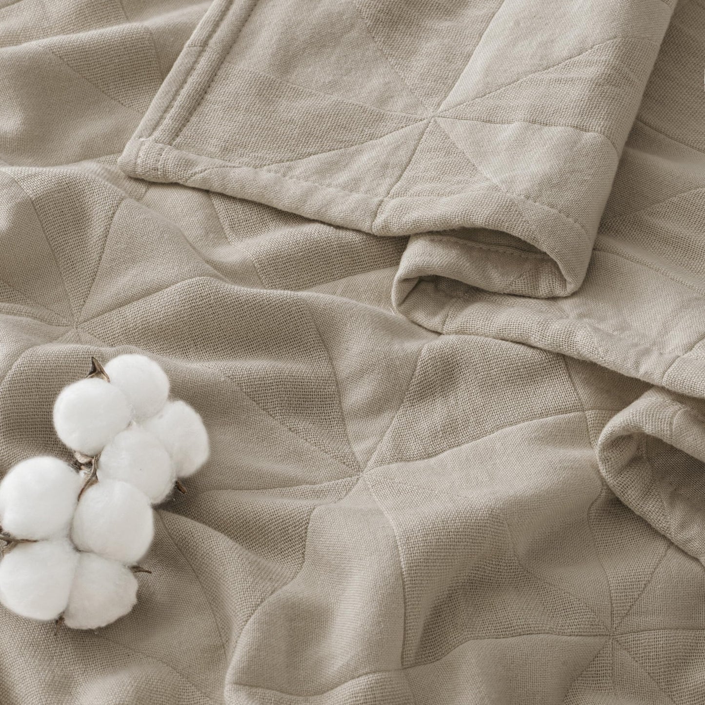 Exclusivo Mezcla 100% Cotton Muslin Blanket for Bed, Queen Size 4-Layer Moisture-Wicking and Breathable Ultra Soft Gauze Blanket for Spring Summer, 90"x90", Khaki