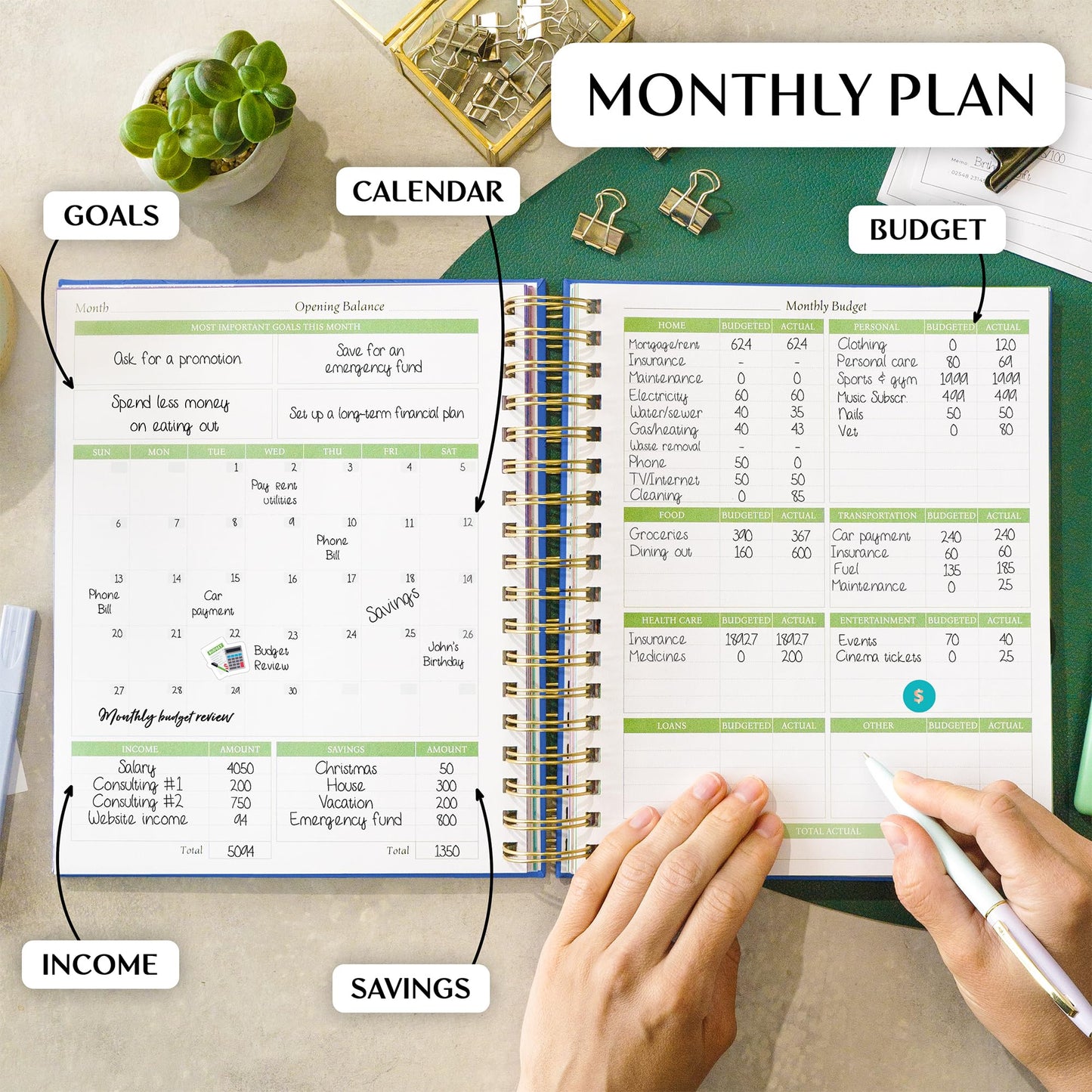 Legend Budget Planner & Monthly Bill Organizer with Pockets – Home Finance & Expense Tracker – Notebook for Household Budgeting (Mystic Blue)
