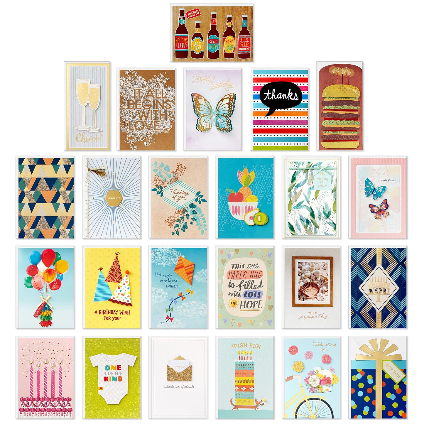 Hallmark Pack of 24 Handmade Assorted Boxed Greeting Cards, Painted Dots-Birthday, Baby Shower, Wedding, Sympathy, Thinking of You, Thank You Cards