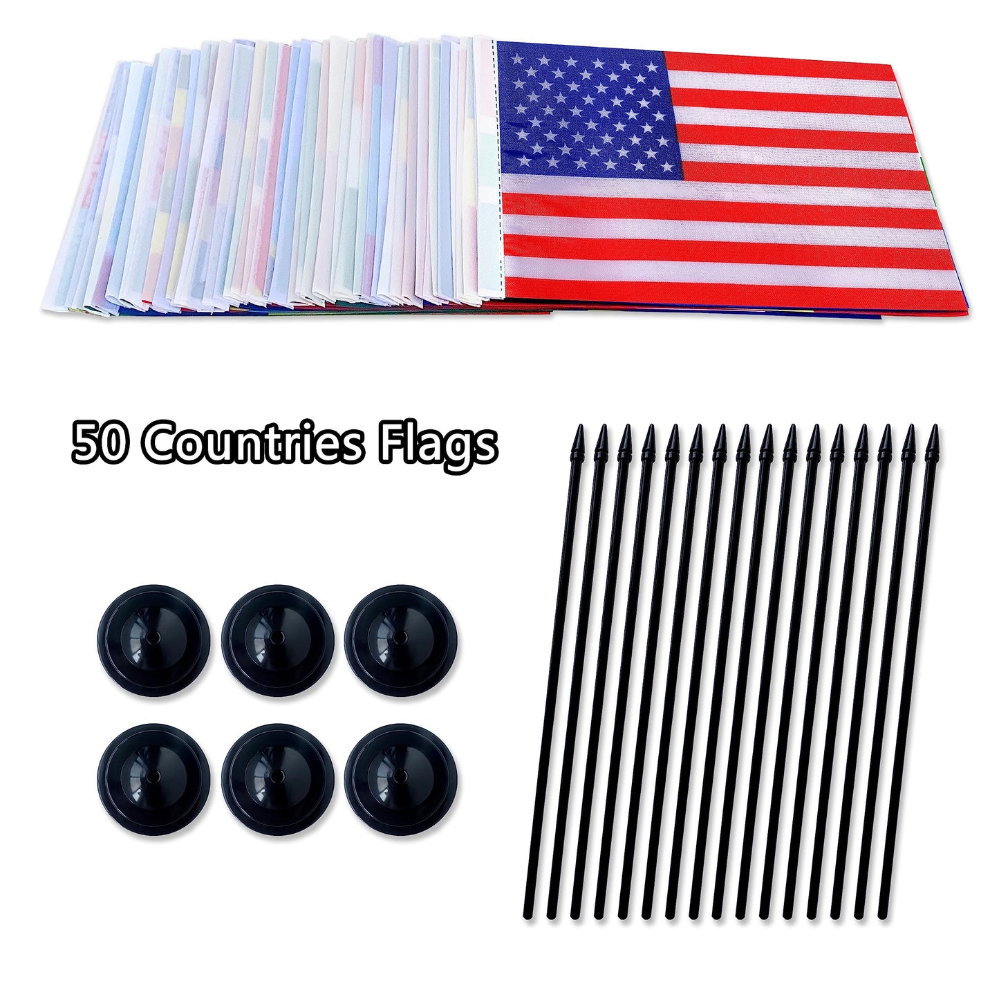 TSMD 50 Countries International World Desk Flags Set Small Mini Office Table Stick Flag with Stand Base,5x8 Inch