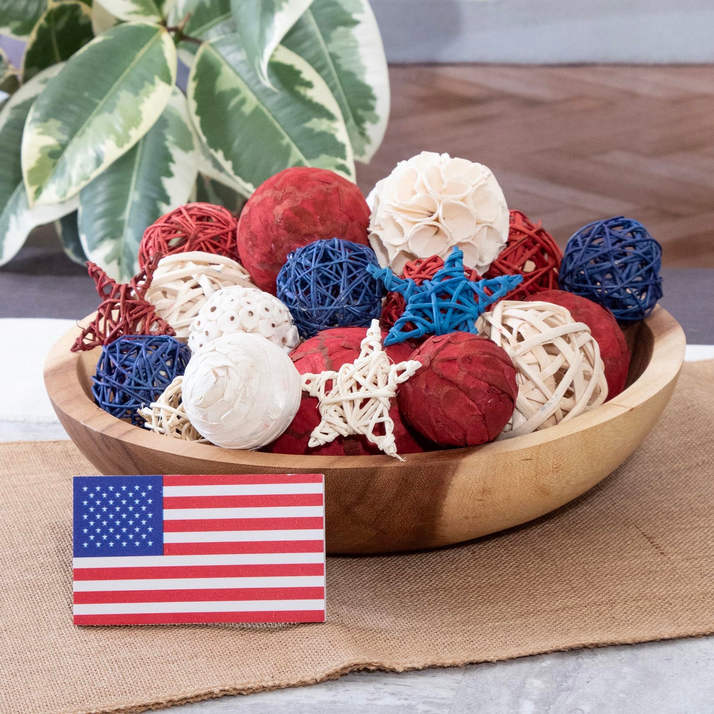 ANDALUCA American Flag Decorative 4th of July Large Vase Filler Bag with Orbs, Decorative Balls (Red, White & Blue)