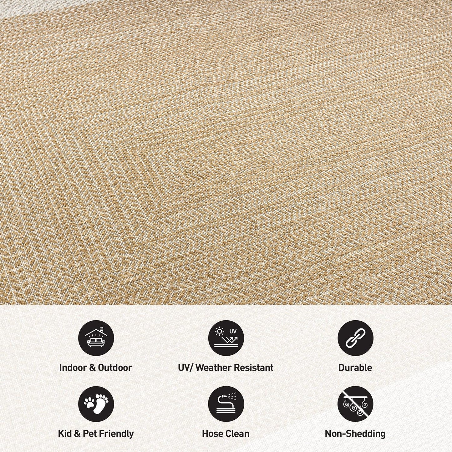 Rugshop Natural Braided Geometric Reversible Weather Resistant Indoor/Outdoor Runner Rug, for Hallway, Entryway and Kitchen, 2' x 7'