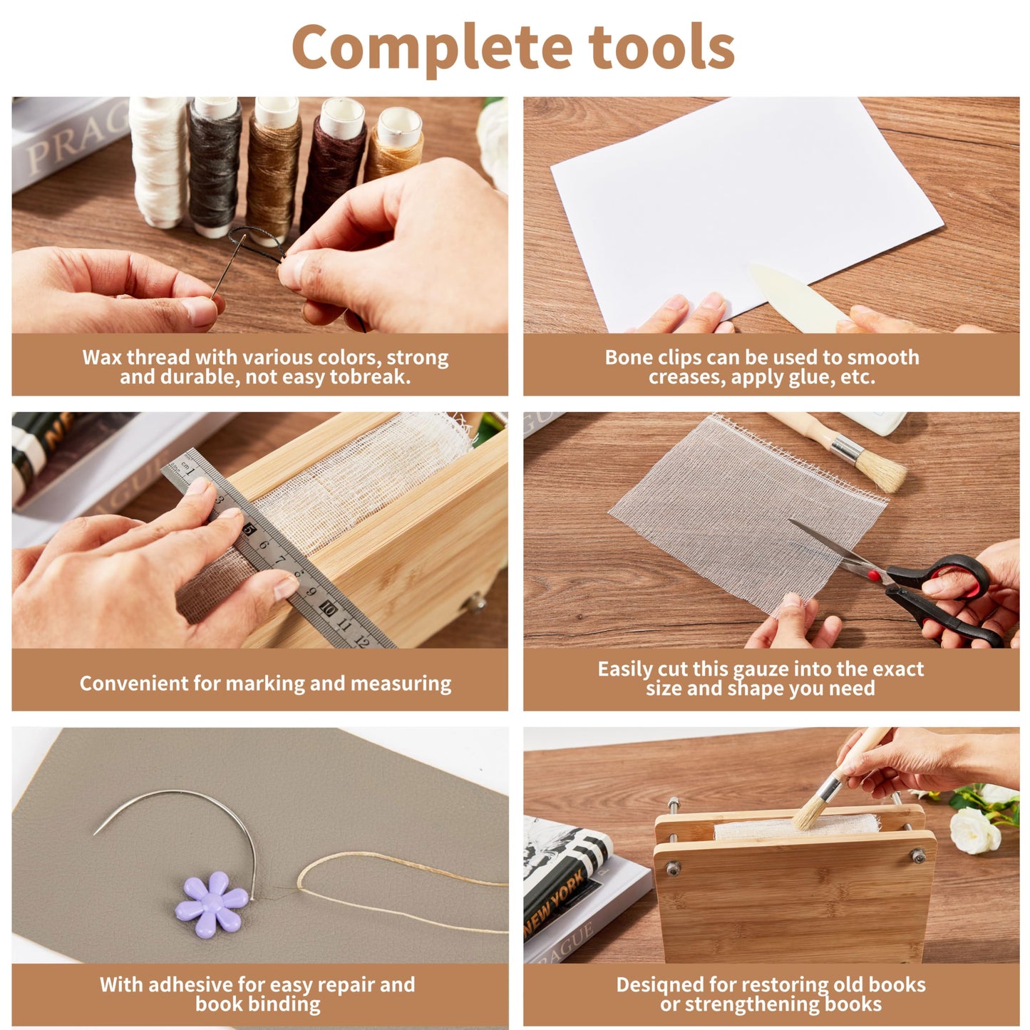 pamctry 50 Pcs Book Binding Kits for Beginners - Complete DIY Kit with Tools & Instructions, 11.6 x 7.8 Inches