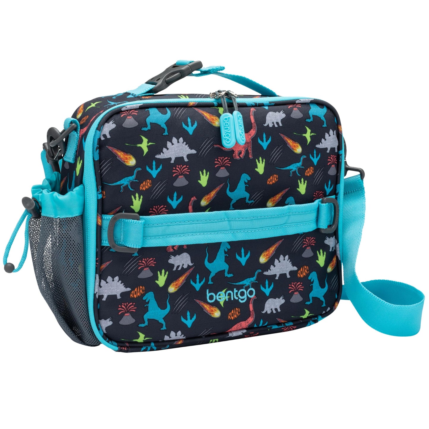 Bentgo Kids Lunch Bag - Durable, Double-Insulated Lunch Bag for Kids 3+; Holds Lunch Box, Water Bottle, & Snacks; Easy-Clean Water-Resistant Fabric & Multiple Zippered Pockets (Dinosaur)