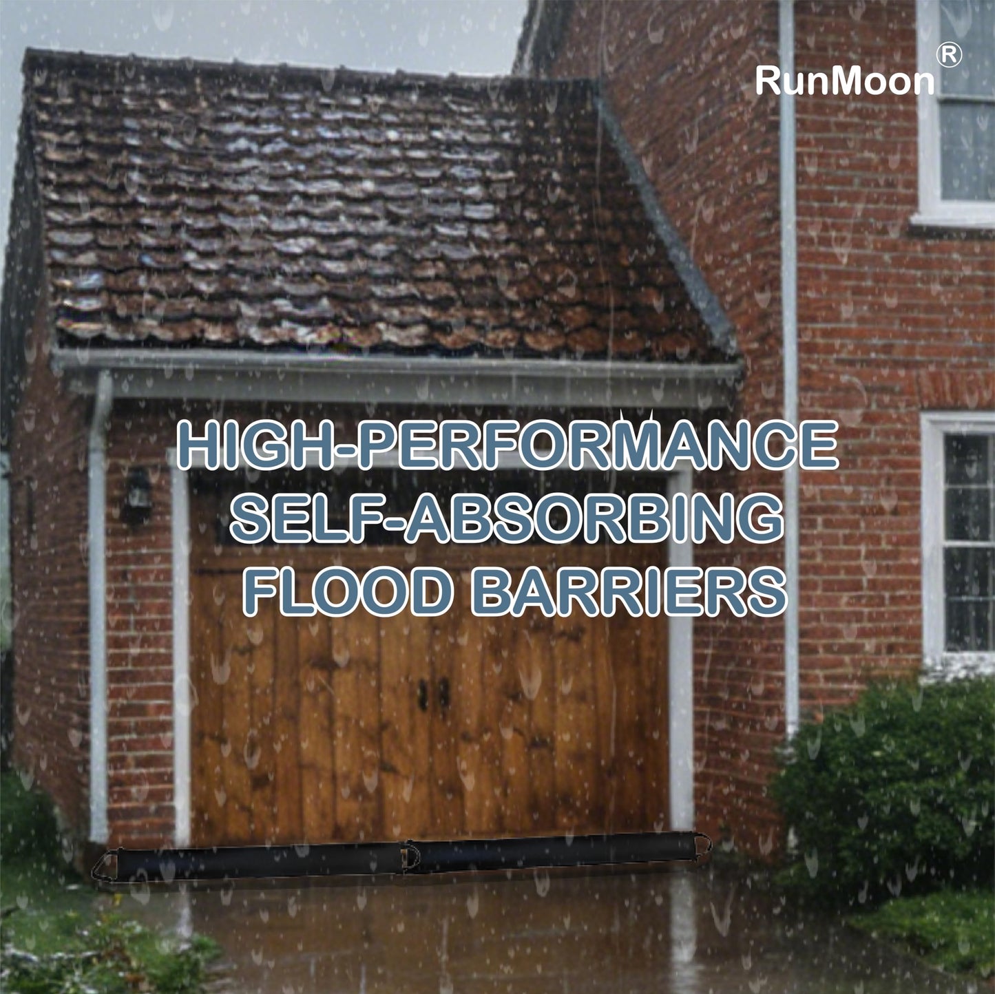 Warmoon Self-Absorbing Flood Barriers (8/10/12ft) - Sandless Water Activated Bags, Reusable Flood Protection for Home & Commercial Use (8ft (2-Pack))
