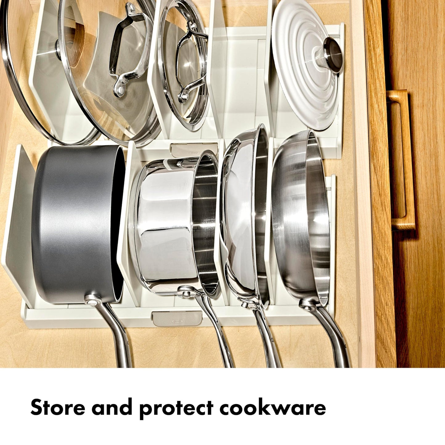 OXO Good Grips Adjustable Cookware Organizer, Pot and Pan Organizer