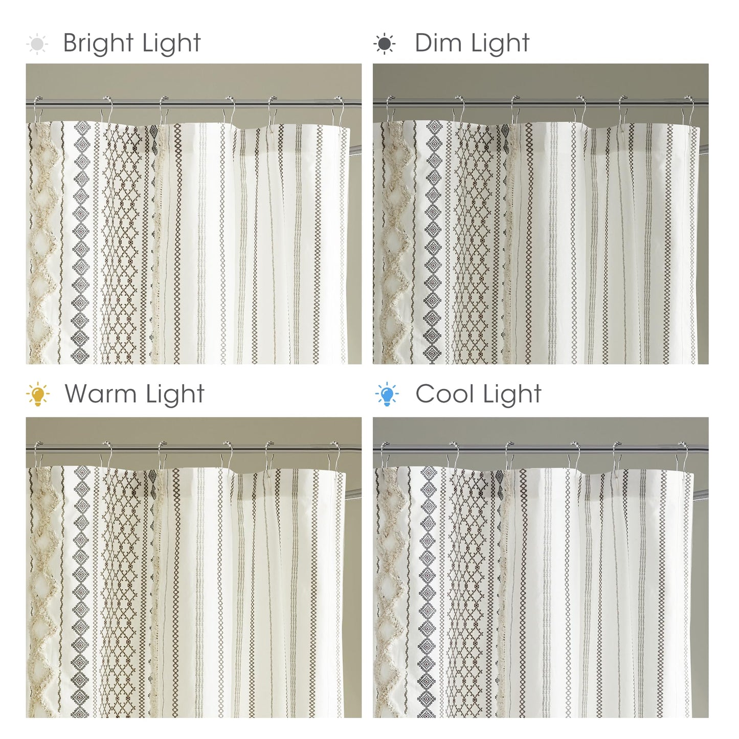 INK+IVY Imani Tufted Chenille 100% Cotton Shower Curtains Machine Washable, Modern Home Bathroom Décor Bathtub Privacy Screen, 72" x 72", Ivory