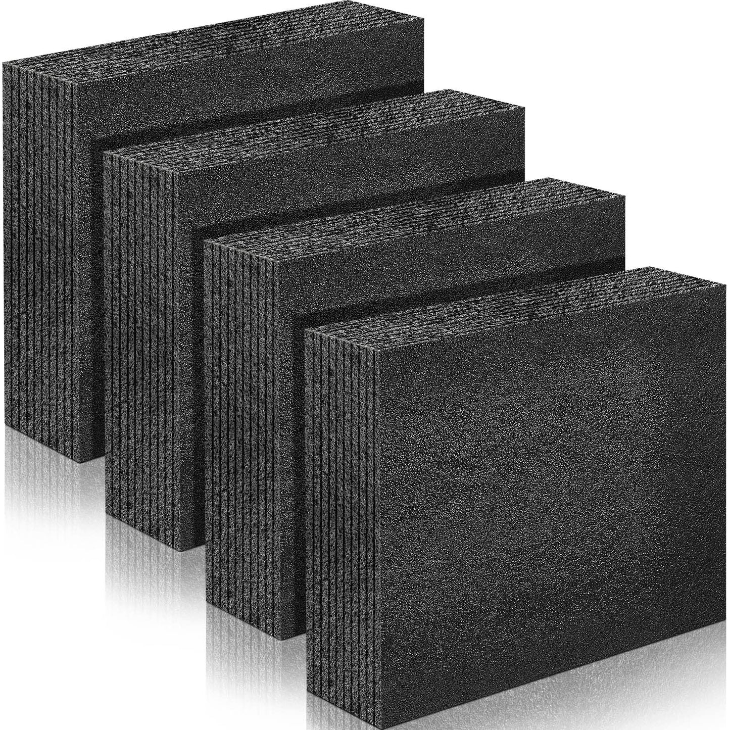 Hoolerry 4 Pcs Customizable Polyethylene Foam Packing Inserts for Cases Thick Polyethylene Foam Sheet for Packaging and Crafts (12" X 10" X 3.125",Black)