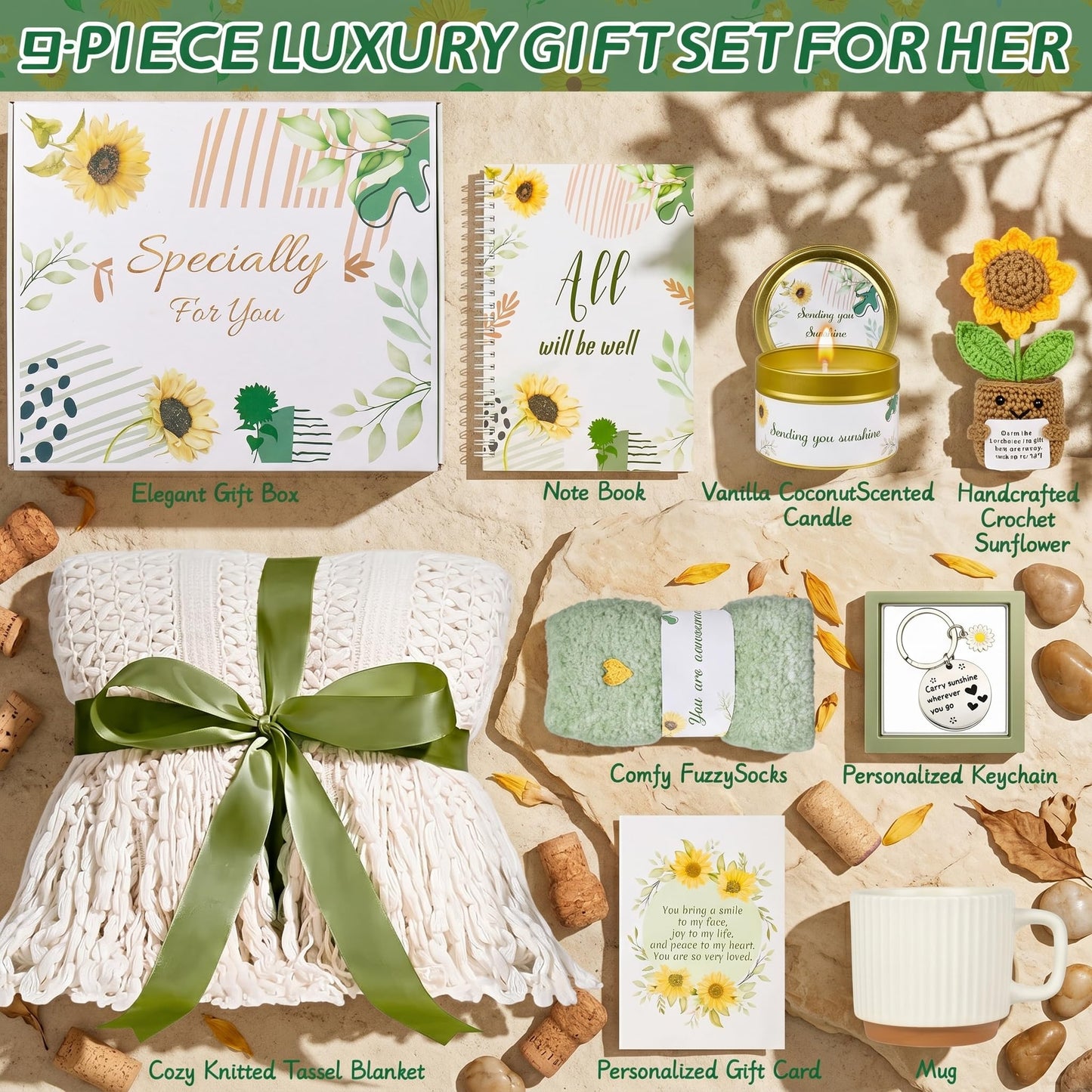Gift Basket for Women, Get Well Soon & Care Package Present for Women, Thinking of You, Encouragement Sympathy Gifts, Feel Better Gift for Mom Friend Sister Wife Grandma Teacher Nurse