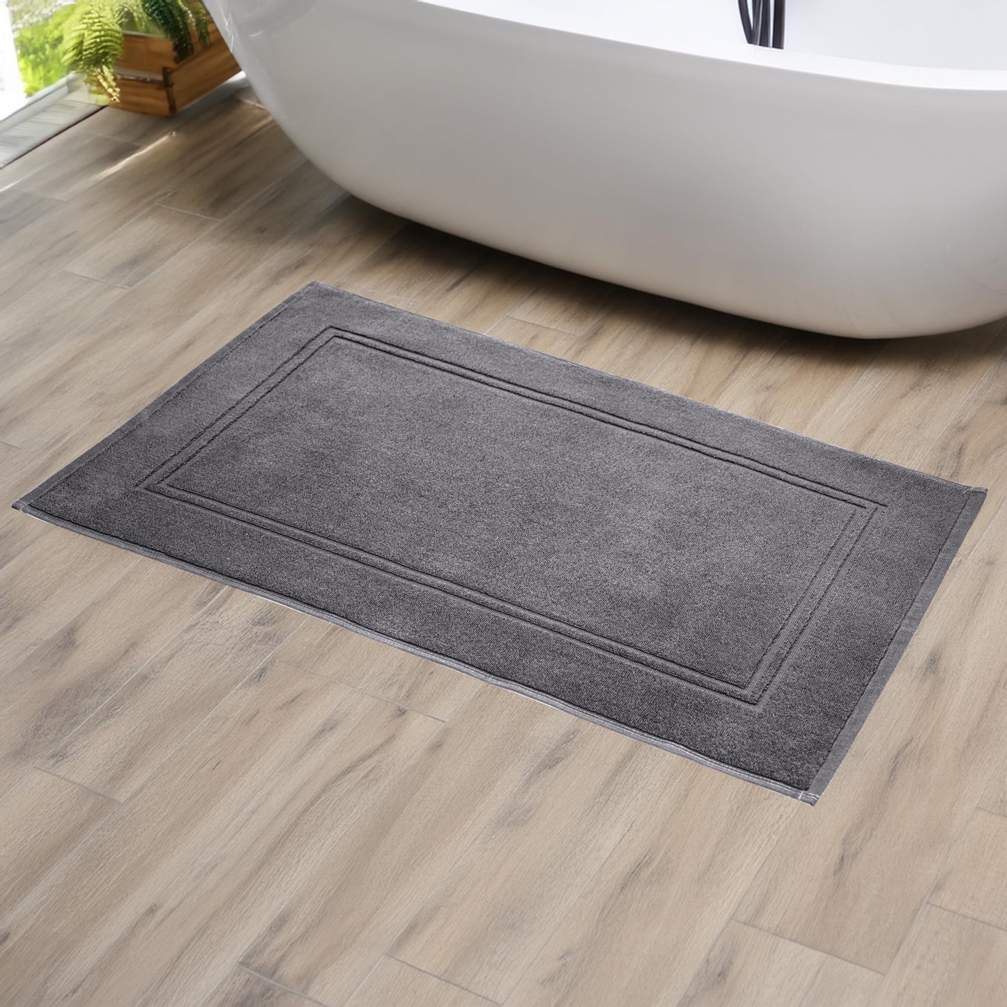 Tens Towels Pack of 2 Bath Mats 100% Cotton, 20 x 32 Inches, Super Absorbent, Hotel Quality Premium Floor Towels, Luxurious, Soft & Quick Dry, Not a Bathroom Rug, Dark Grey