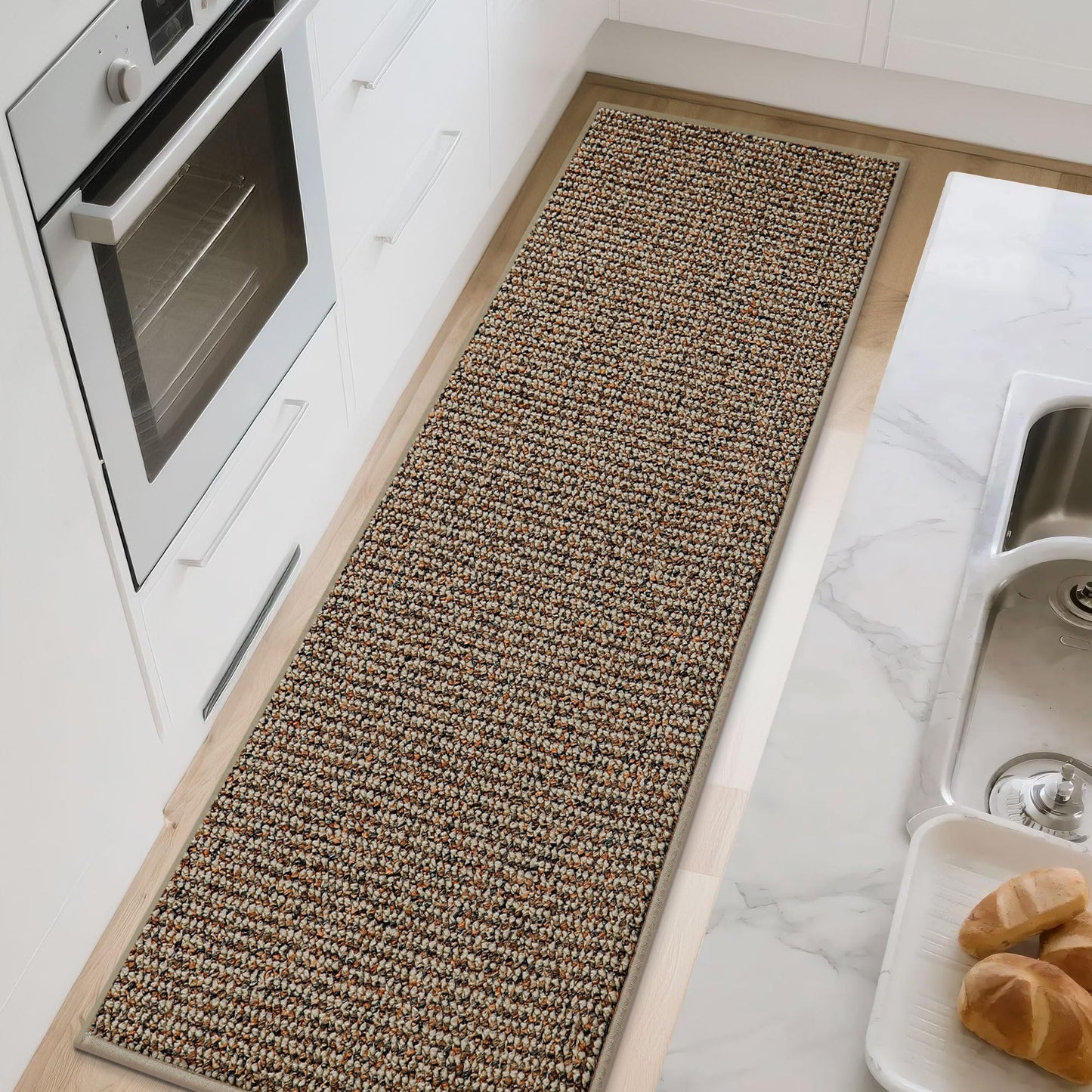 BEQHAUSE Kitchen Runner Rugs 24"x72", Non-Slip Kitchen Mats for Floor, Super Absorbent and Stain Resistant Kitchen Rug, Machine Washable Rugs for Kitchen, Hallway, Laundry & Sink, Taupe